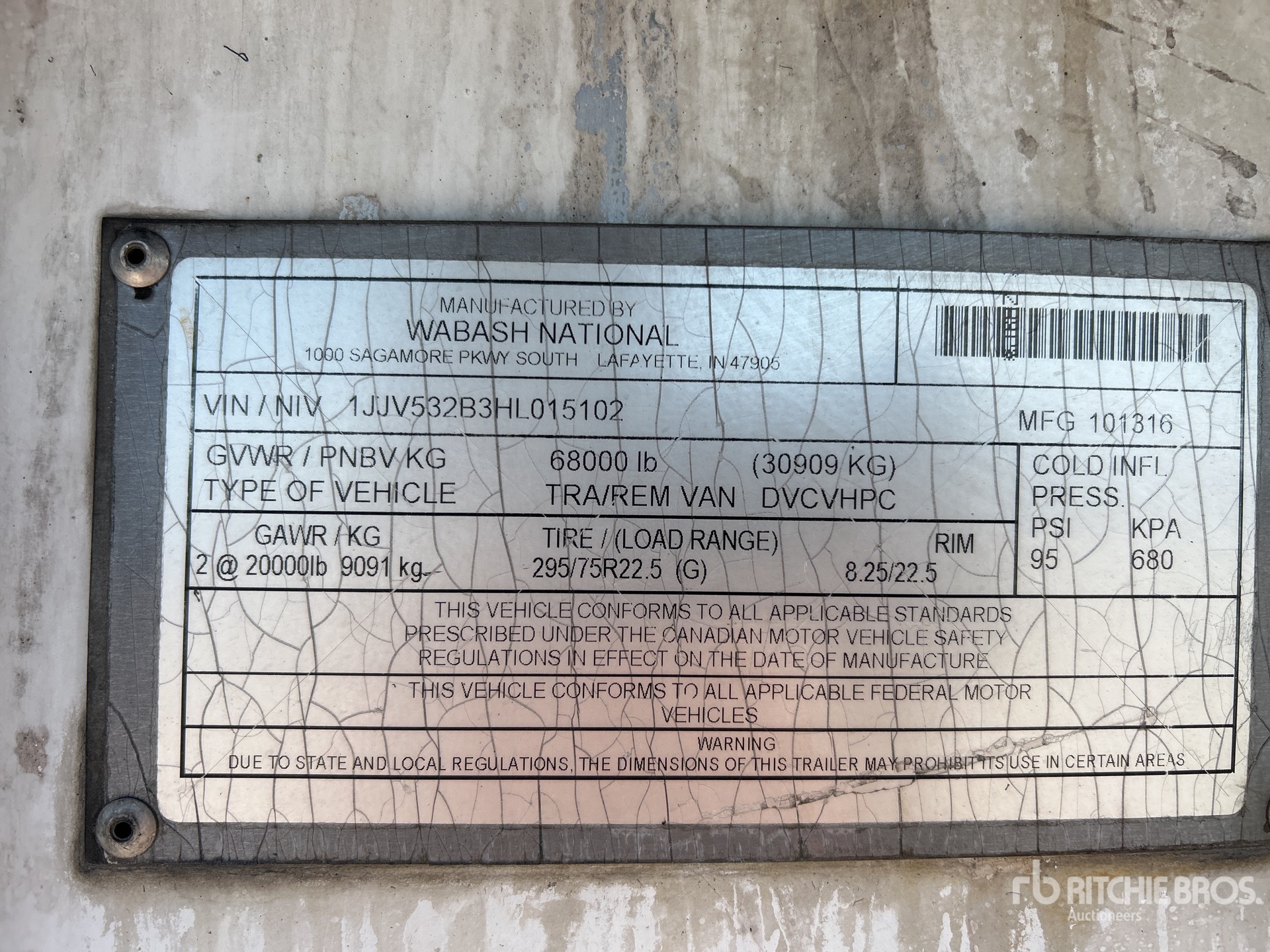 General Appearance with Serial Number / VIN