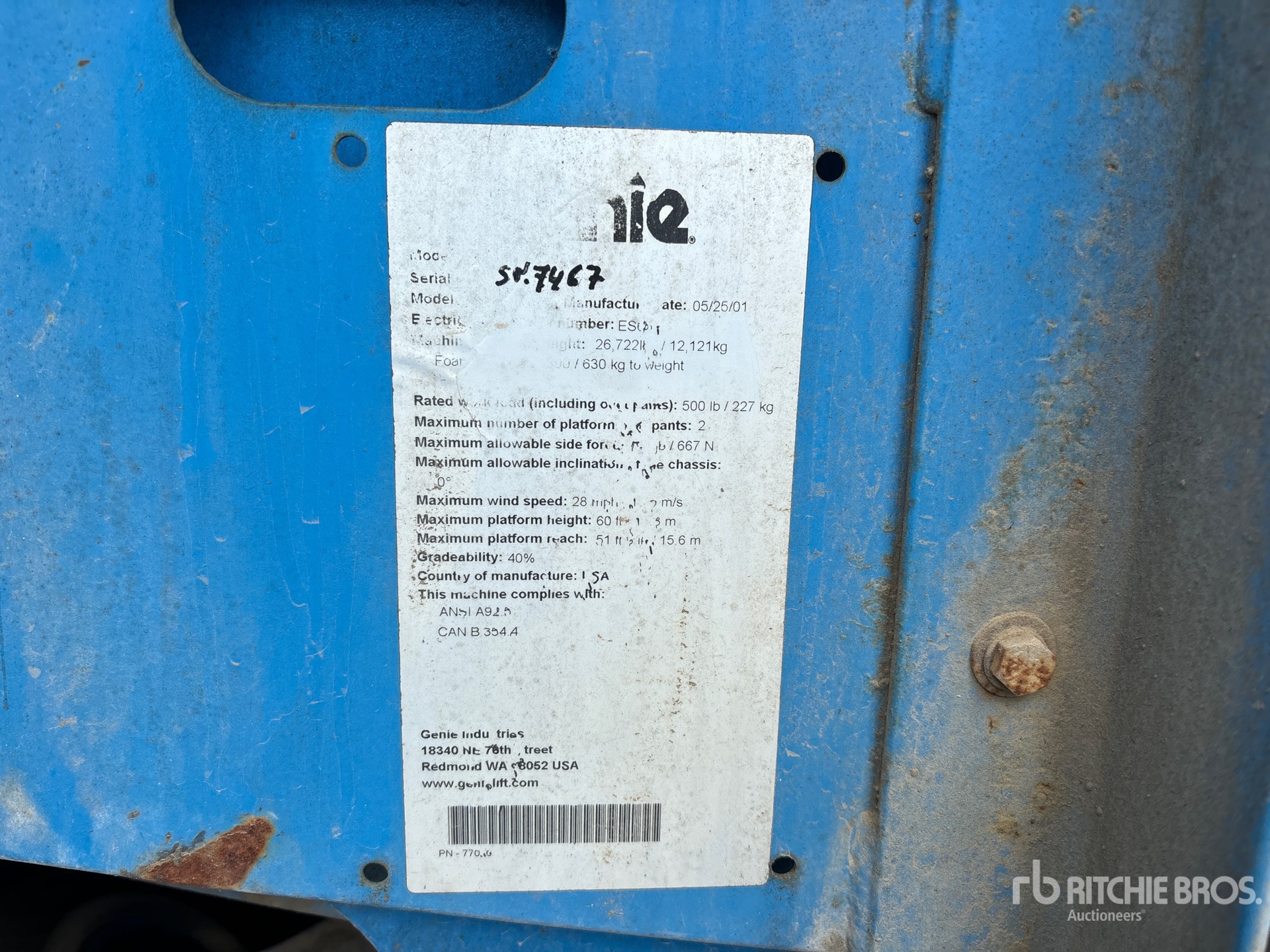 General Appearance with Serial Number / VIN