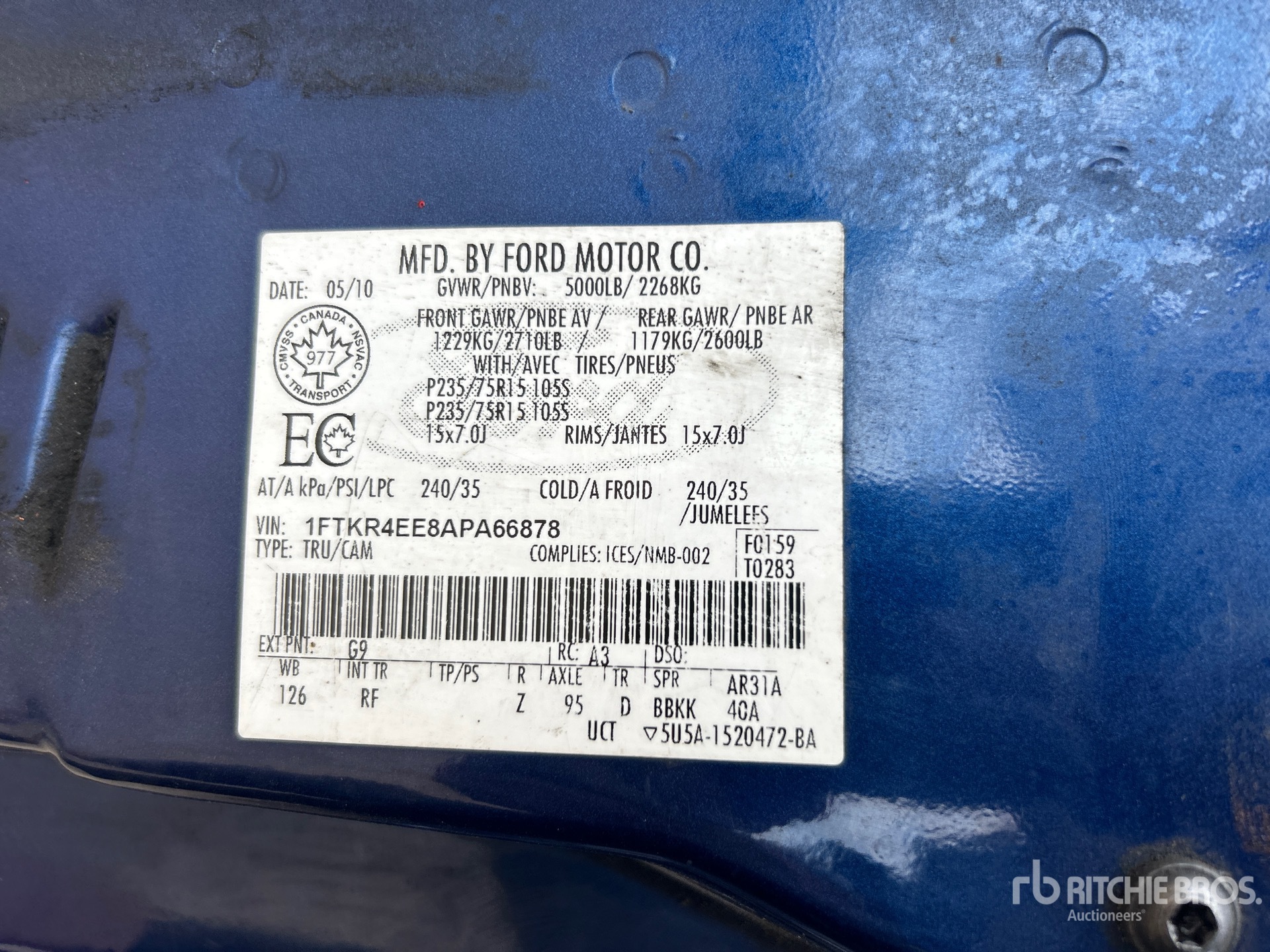 General Appearance with Serial Number / VIN