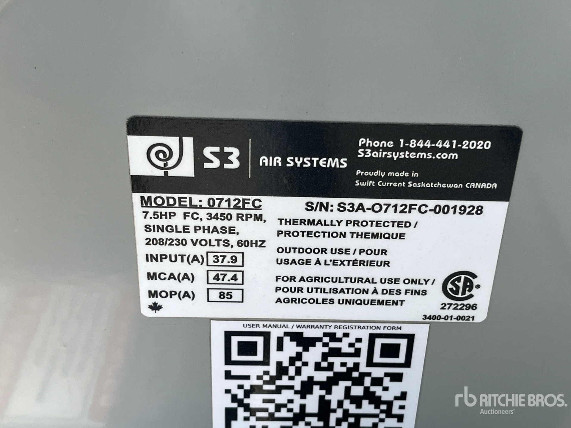 General Appearance with Serial Number / VIN
