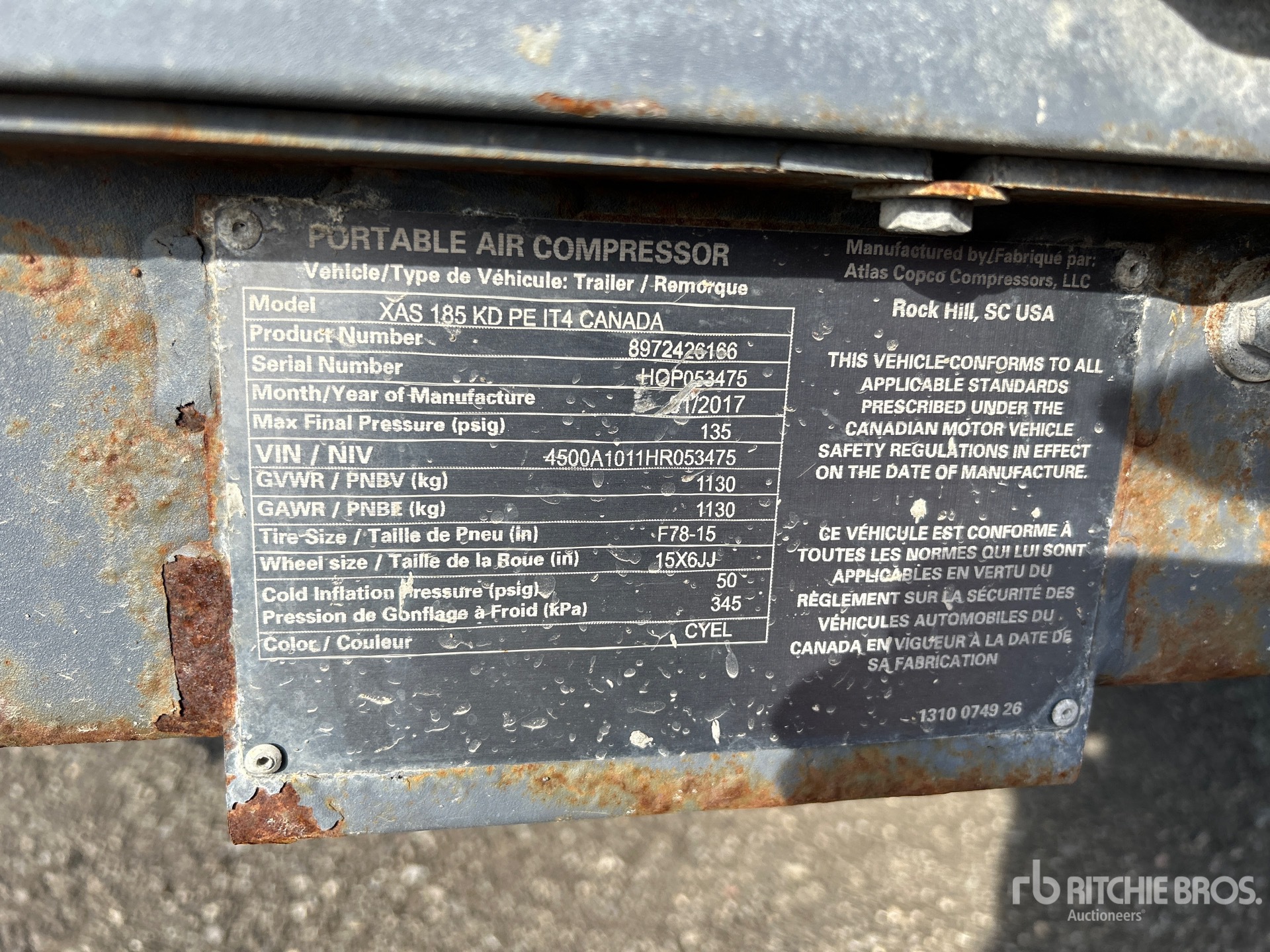 General Appearance with Serial Number / VIN
