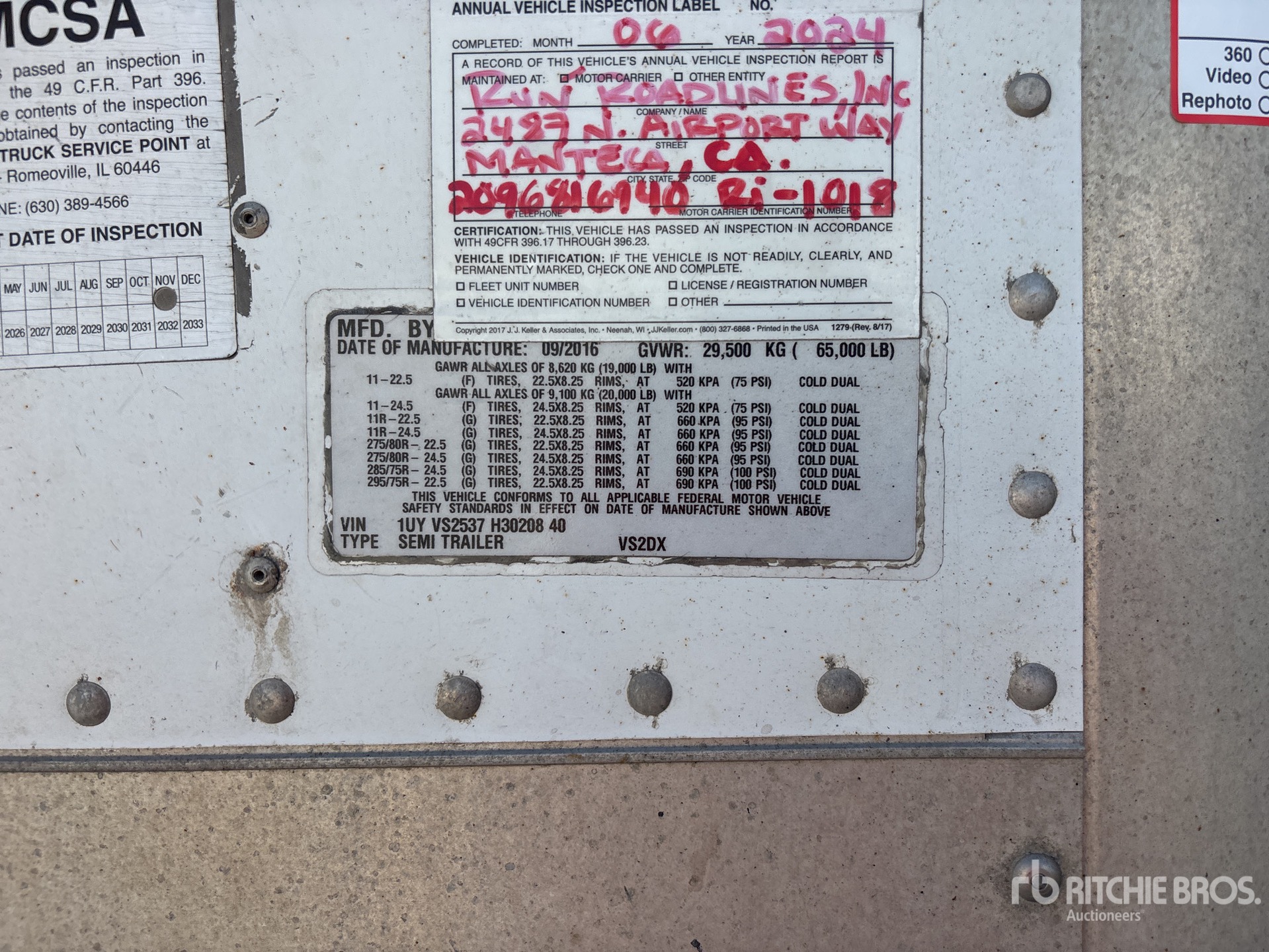 General Appearance with Serial Number / VIN