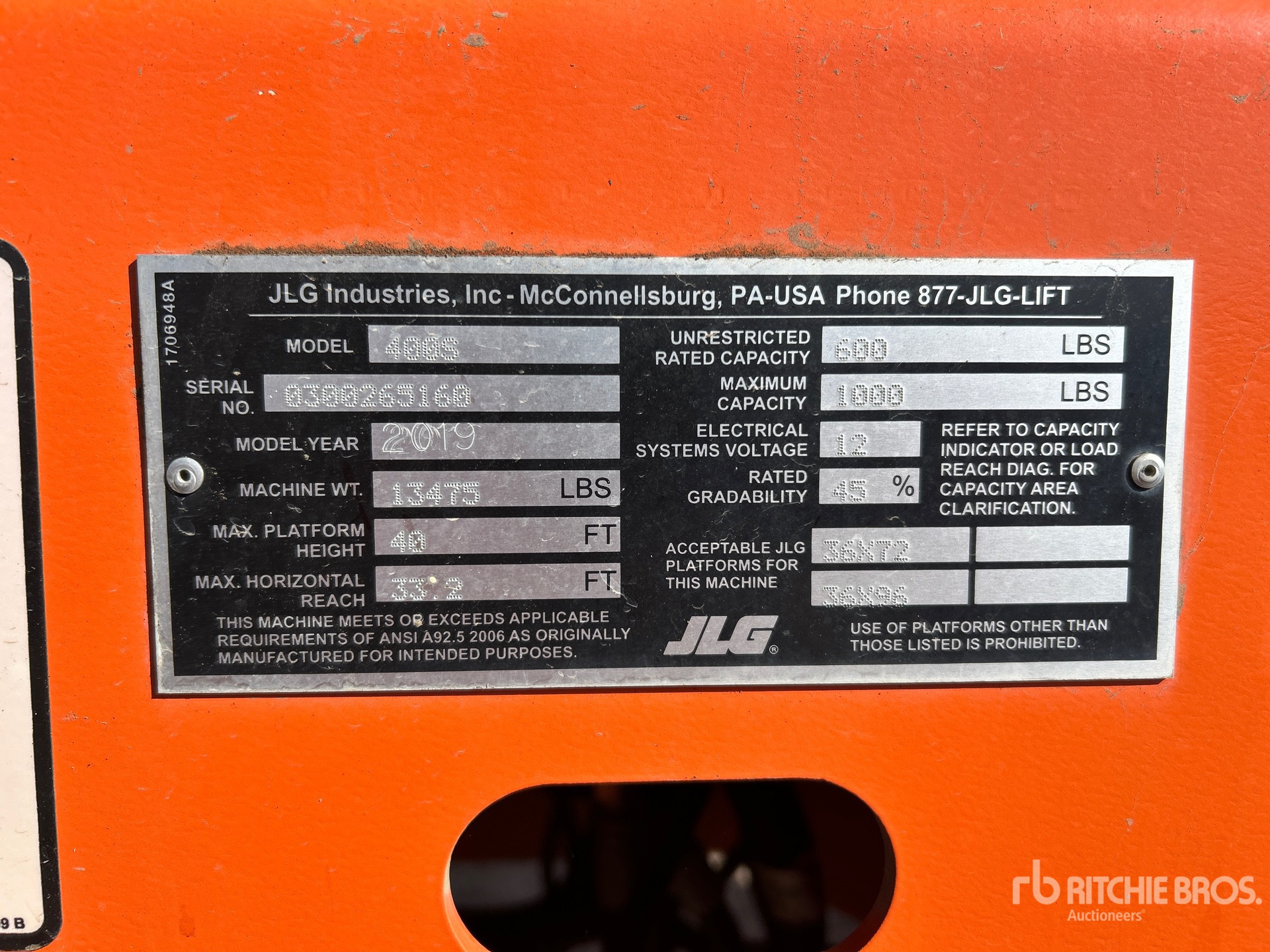 General Appearance with Serial Number / VIN
