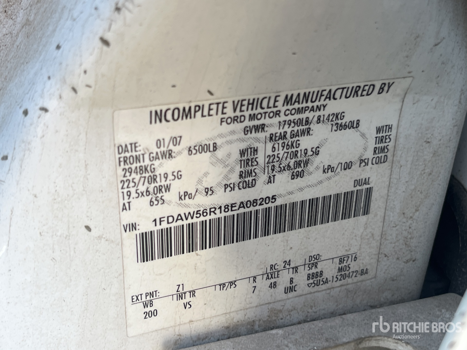 General Appearance with Serial Number / VIN