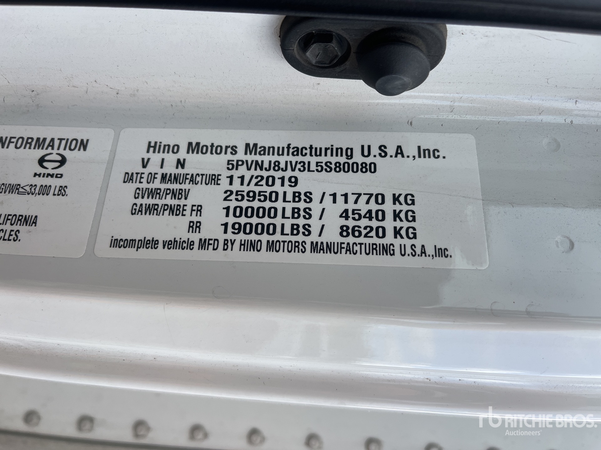 General Appearance with Serial Number / VIN
