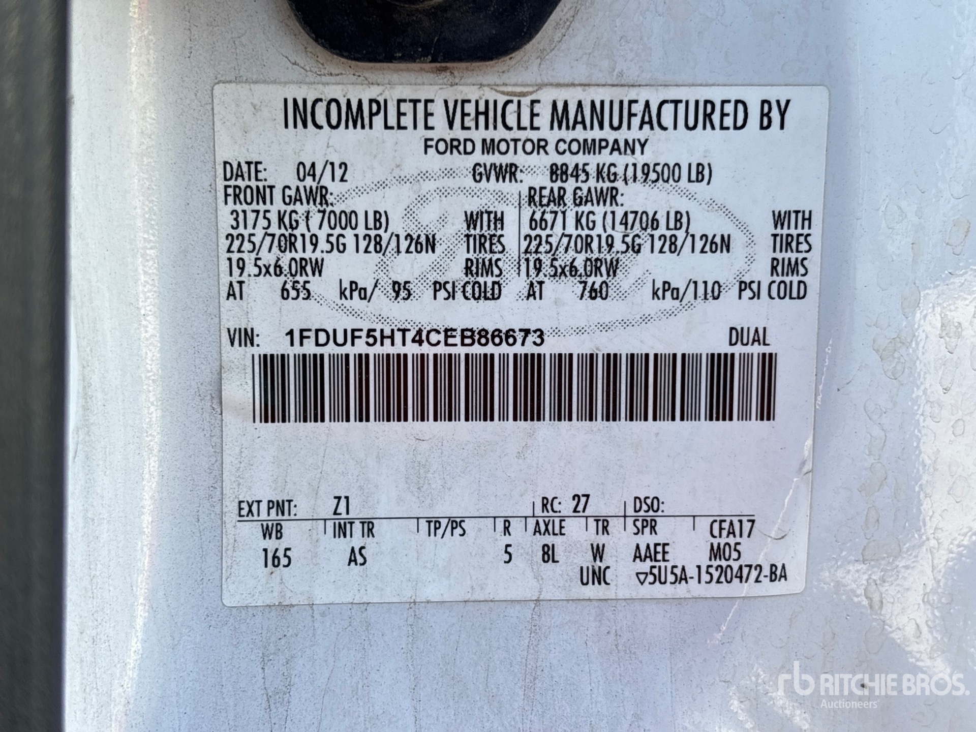 General Appearance with Serial Number / VIN