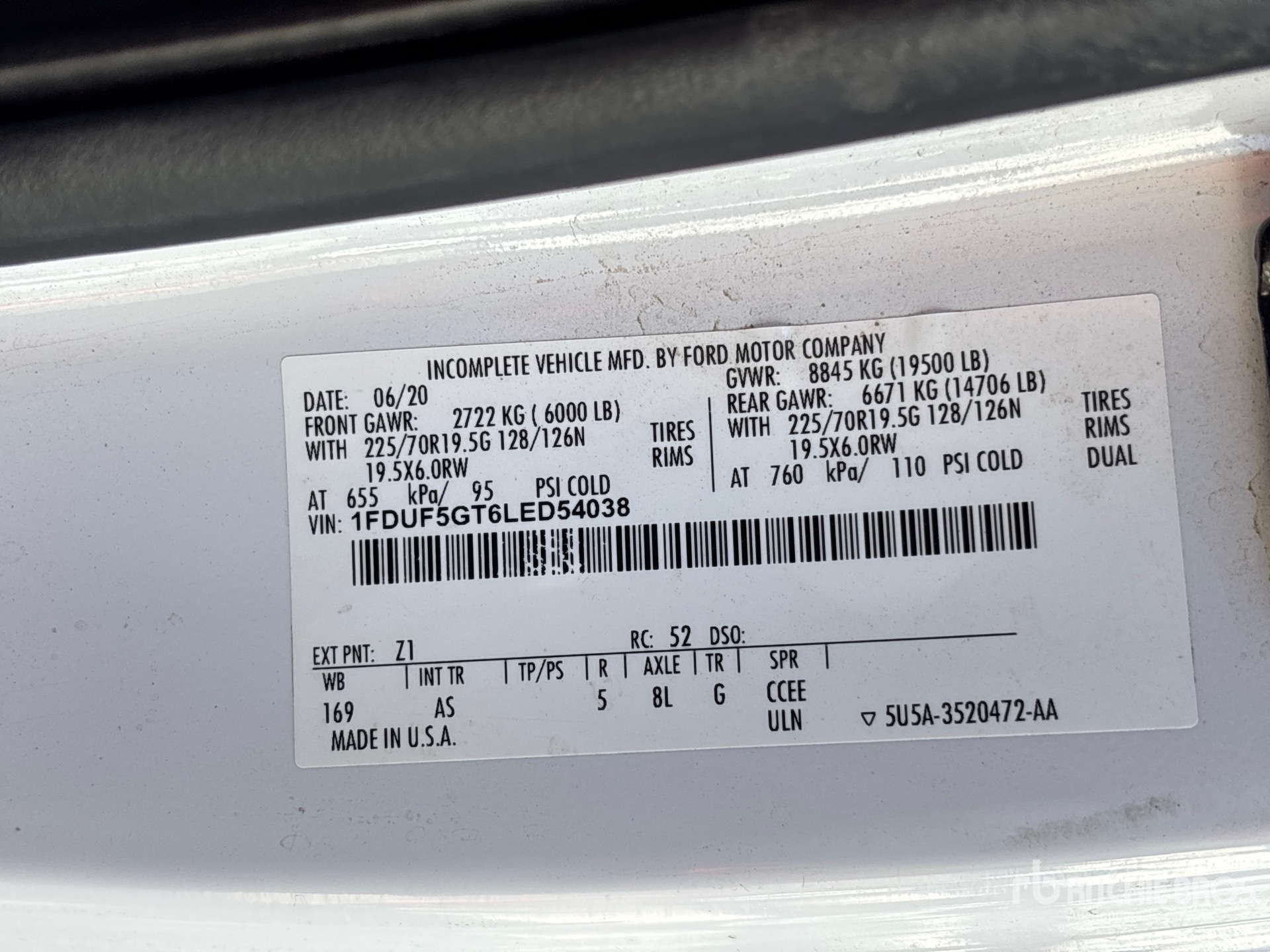 General Appearance with Serial Number / VIN