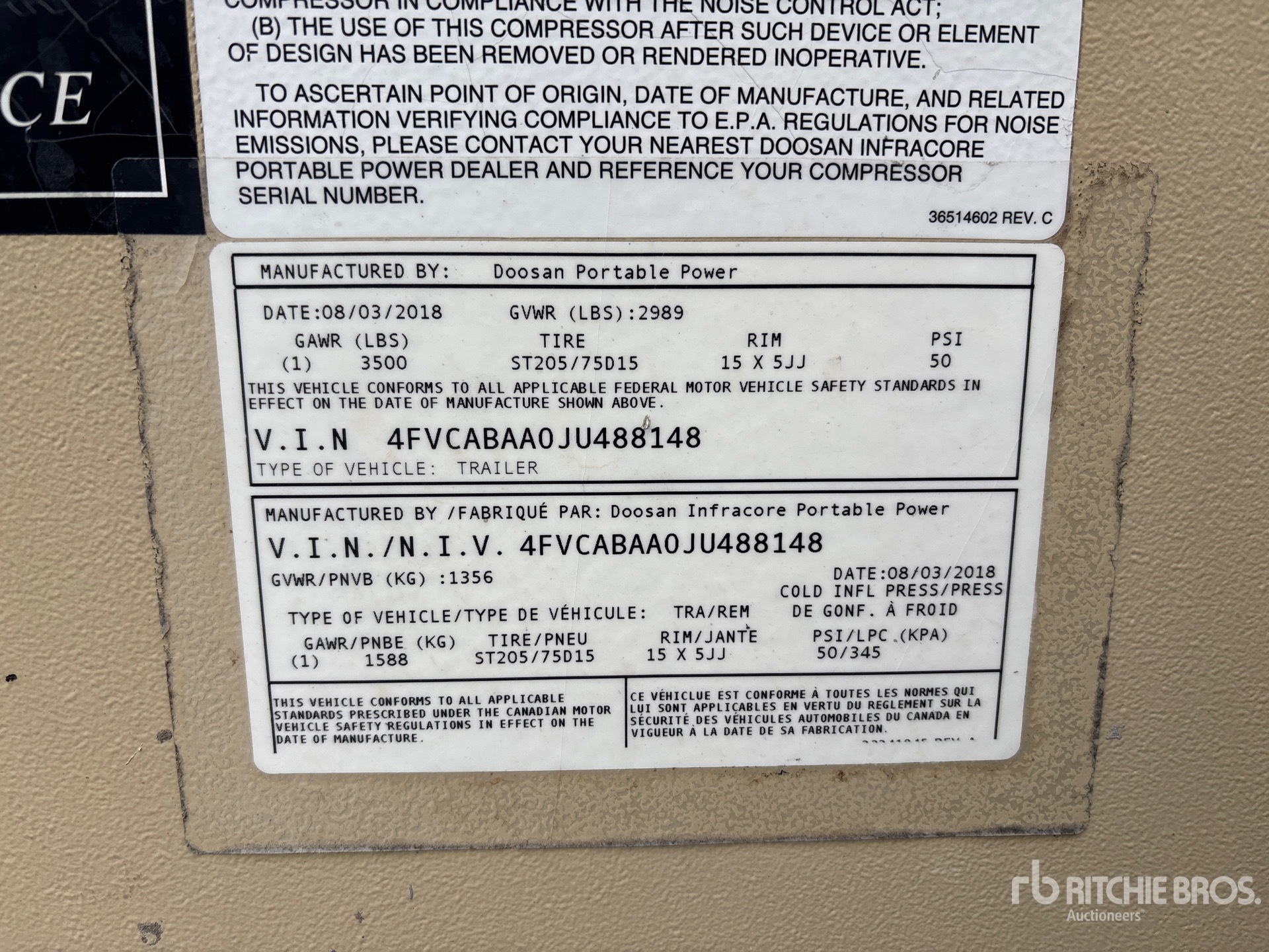 General Appearance with Serial Number / VIN