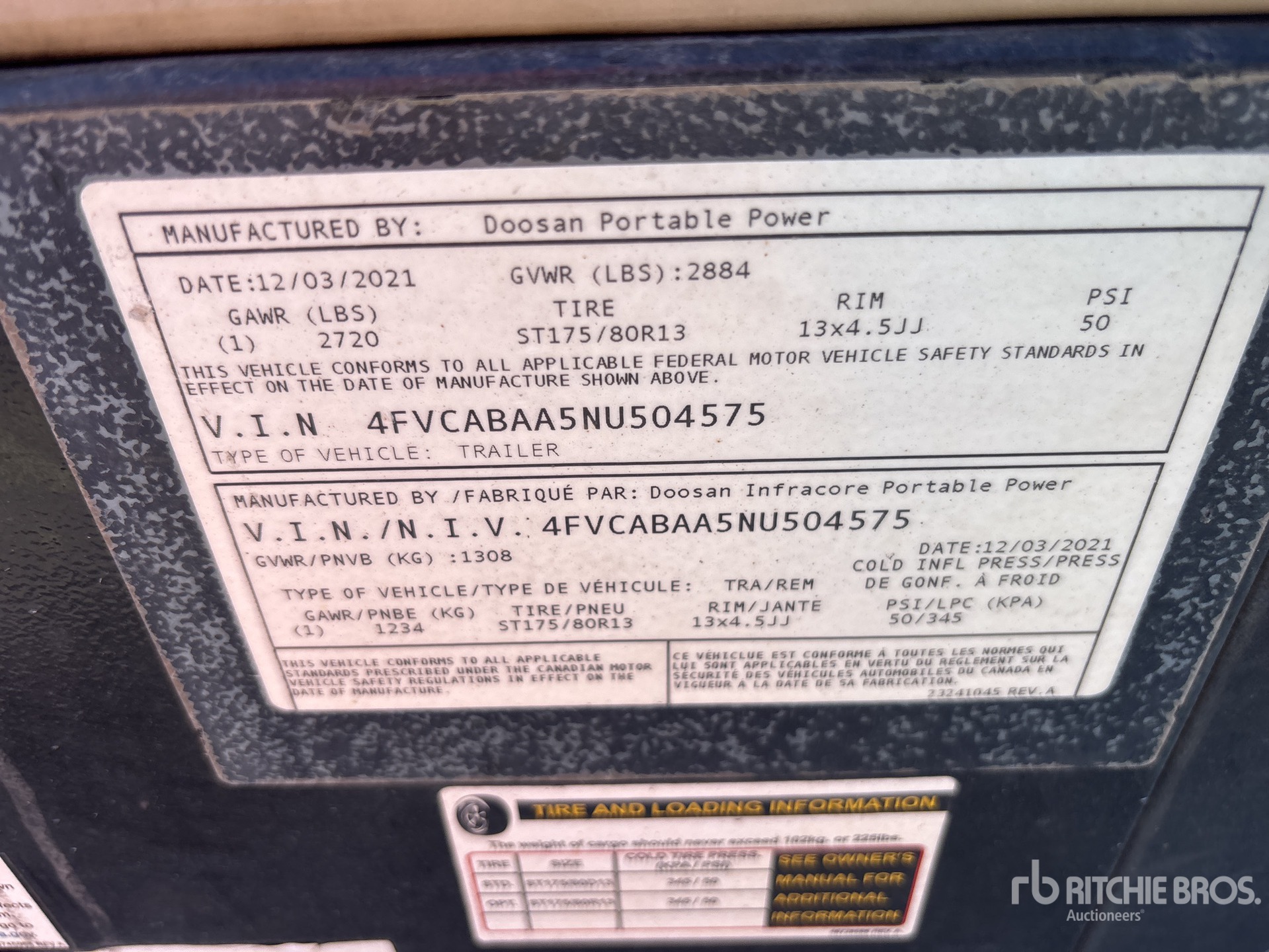 General Appearance with Serial Number / VIN