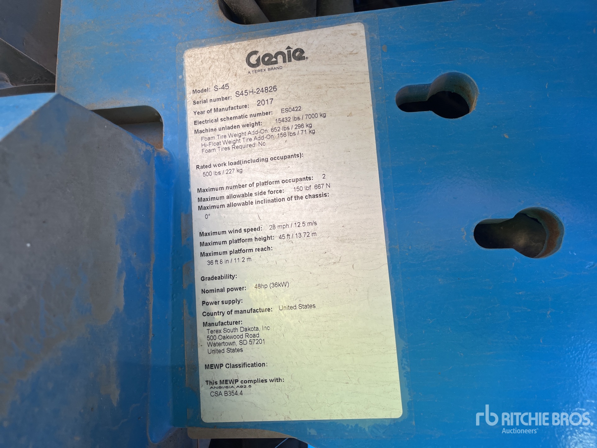 General Appearance with Serial Number / VIN
