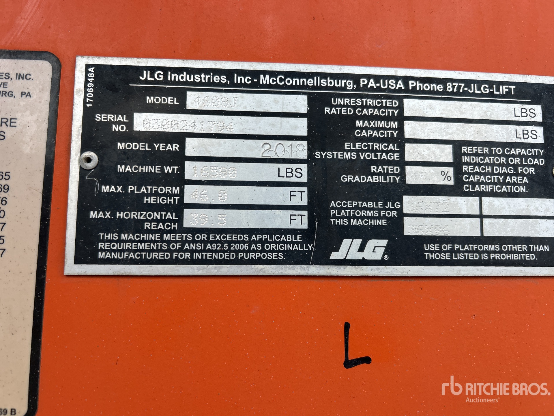 General Appearance with Serial Number / VIN