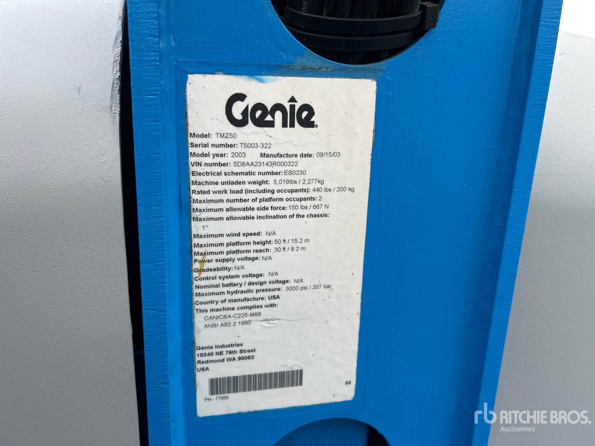 General Appearance with Serial Number / VIN