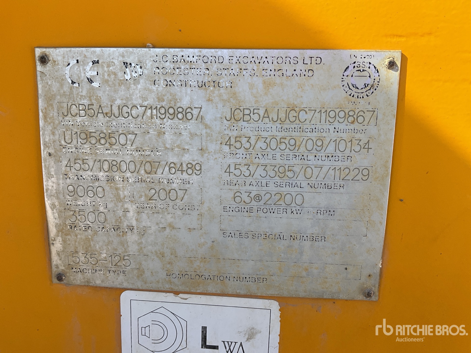 General Appearance with Serial Number / VIN