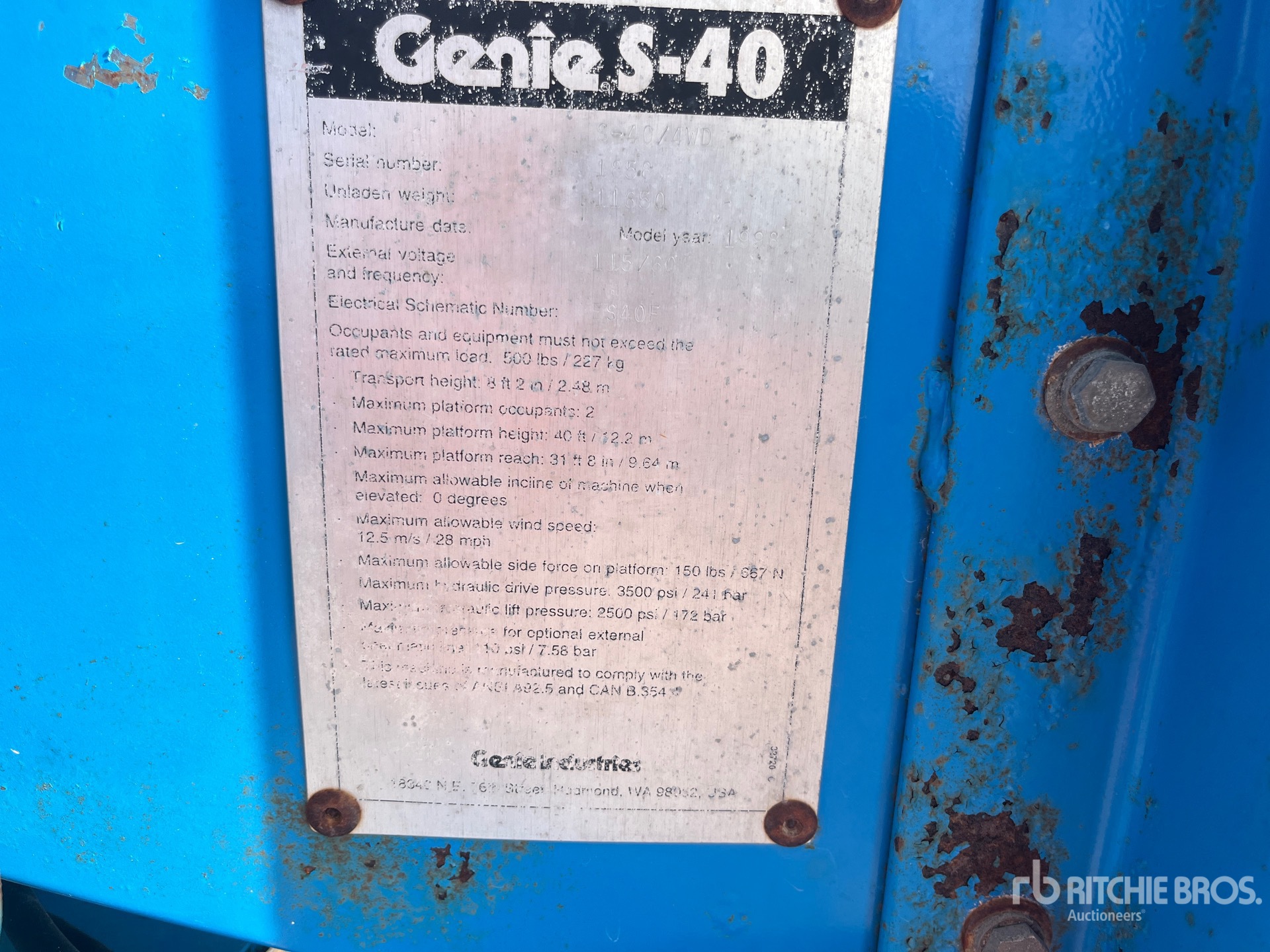 General Appearance with Serial Number / VIN