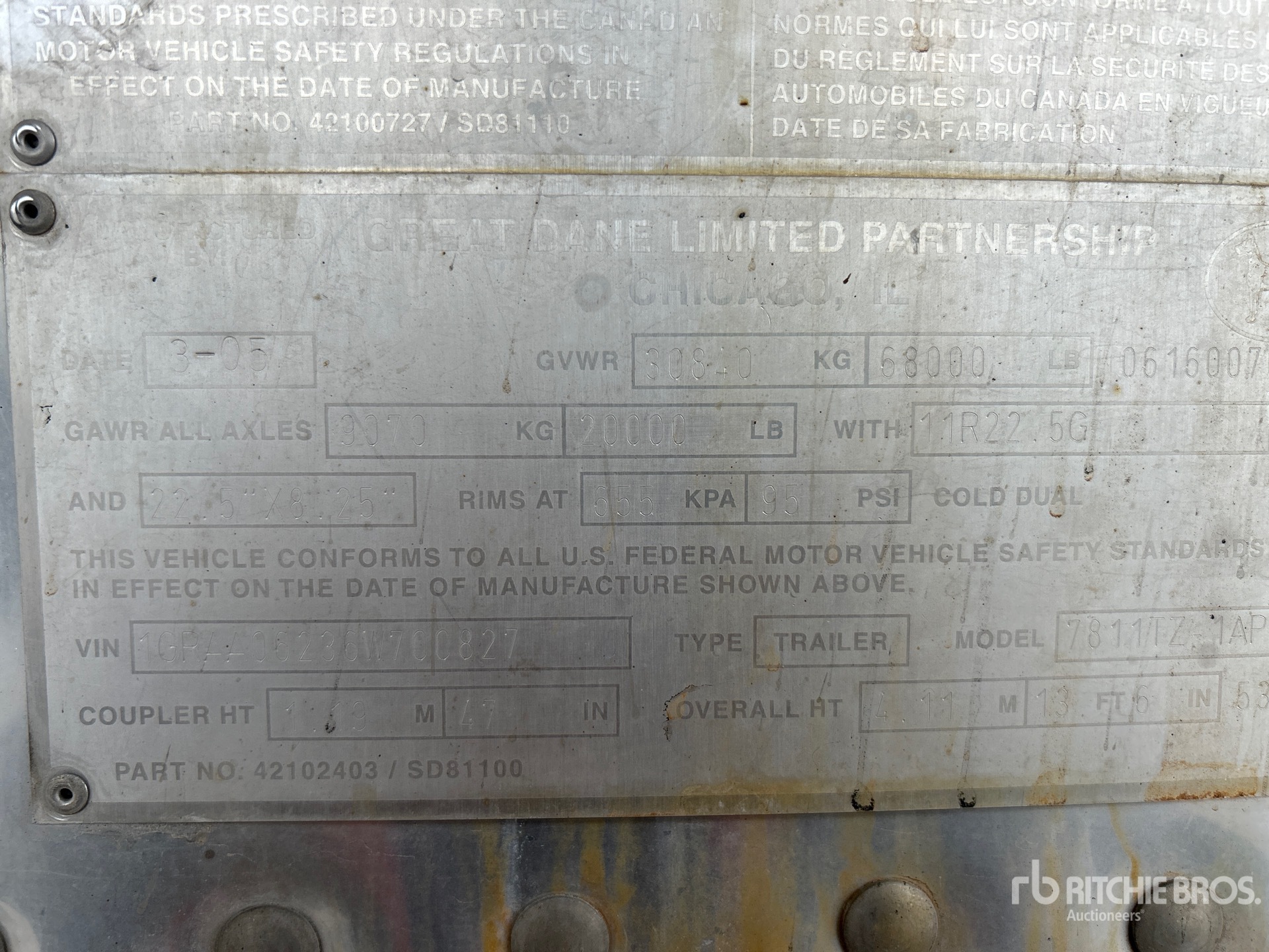 General Appearance with Serial Number / VIN