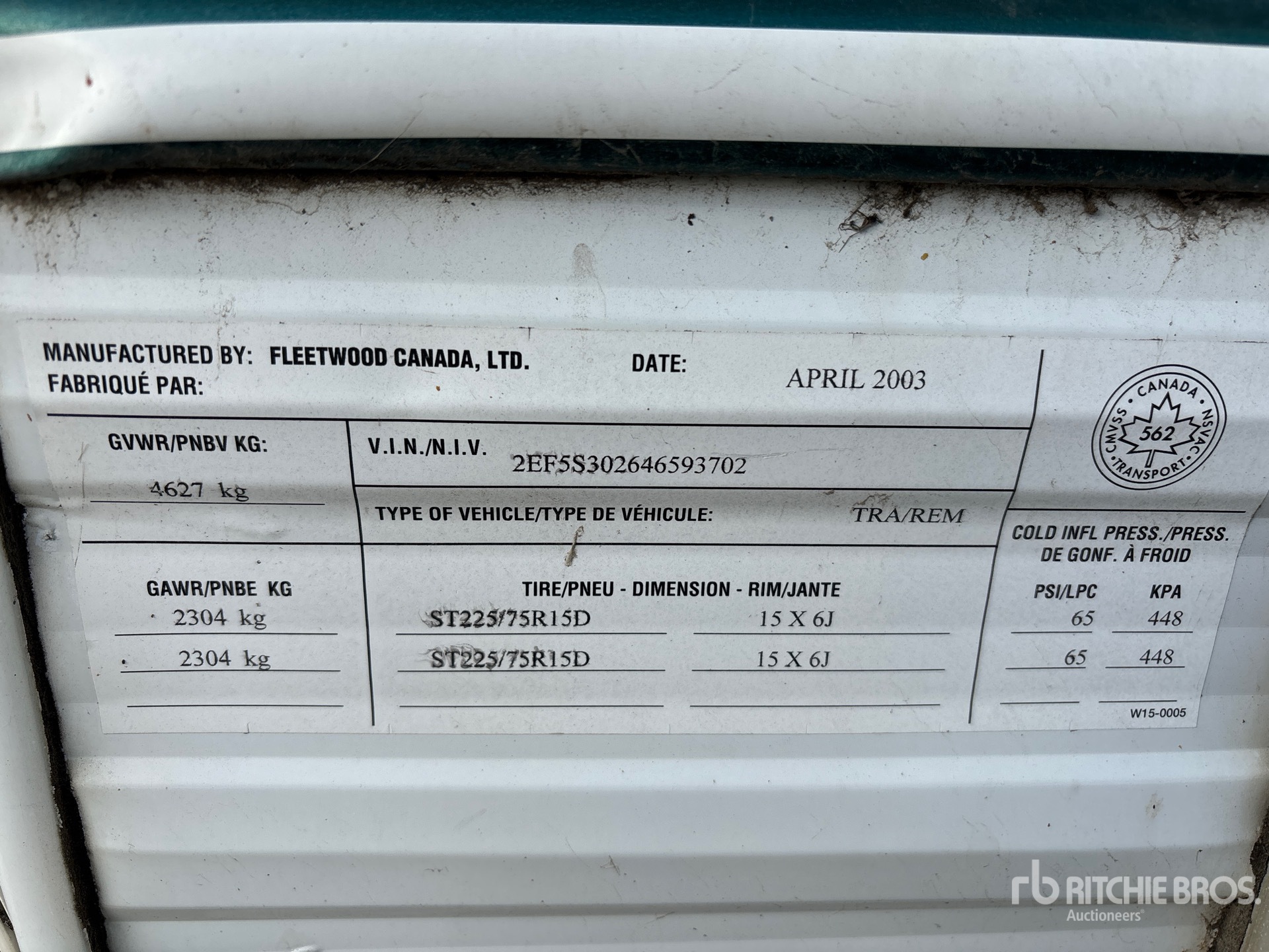 General Appearance with Serial Number / VIN