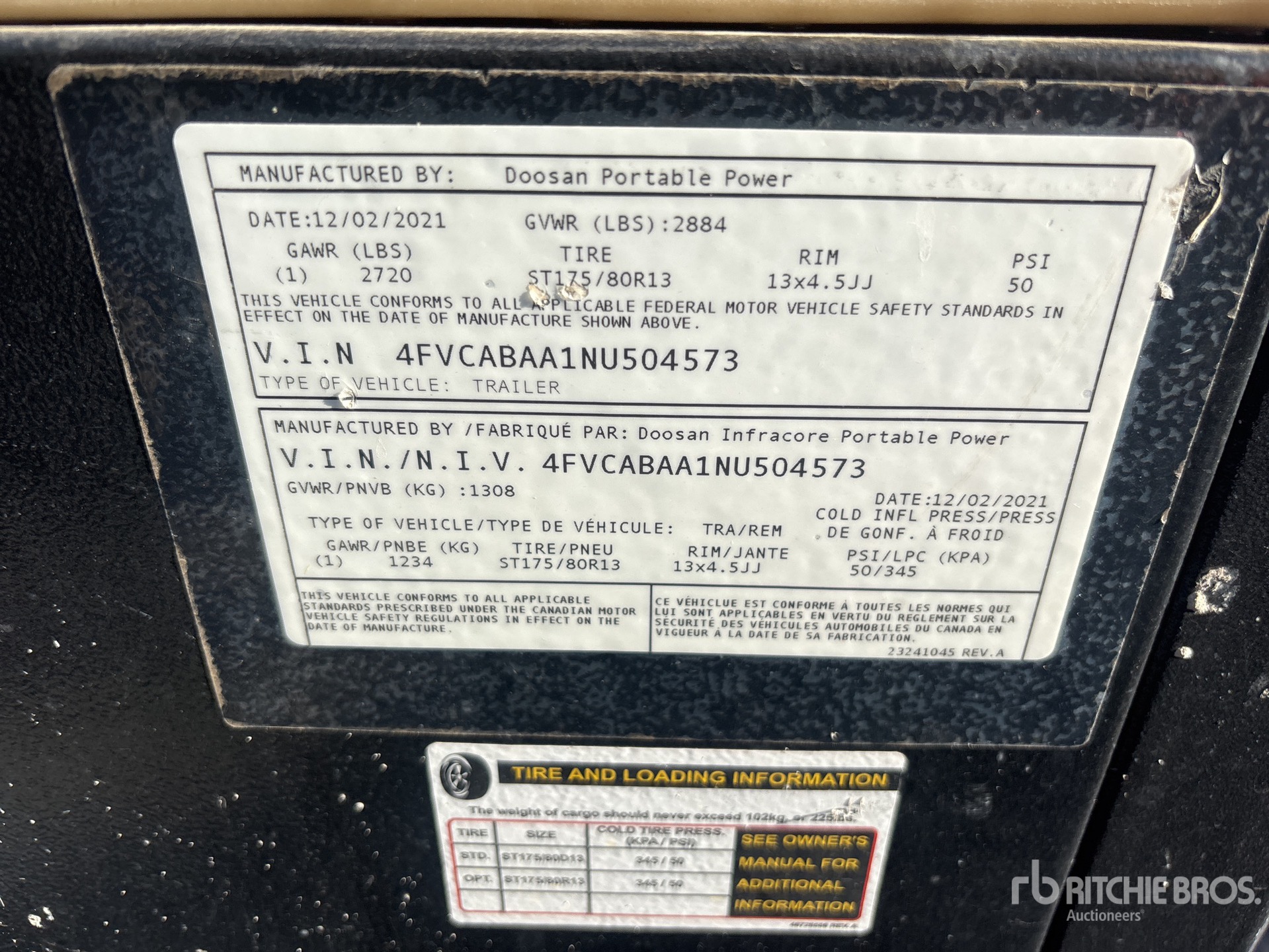 General Appearance with Serial Number / VIN