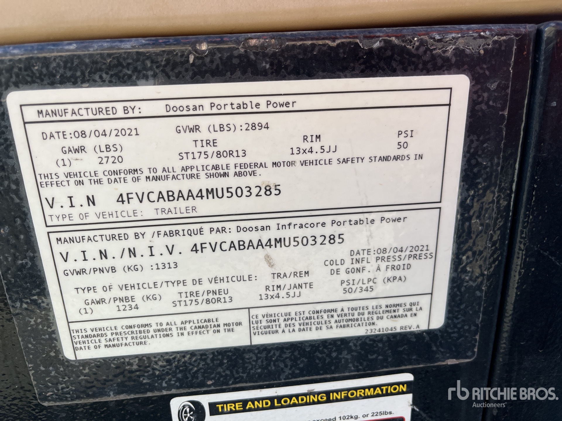 General Appearance with Serial Number / VIN