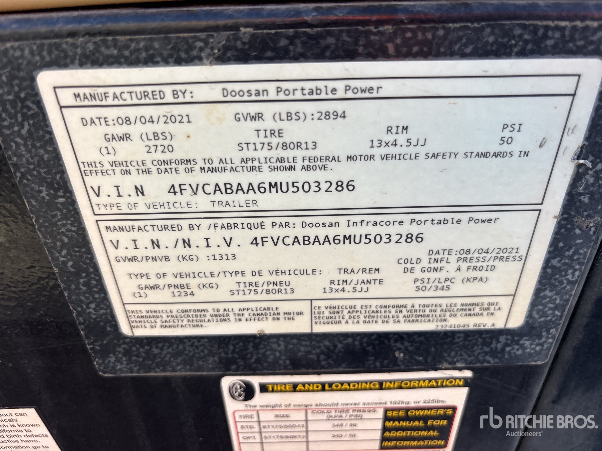 General Appearance with Serial Number / VIN