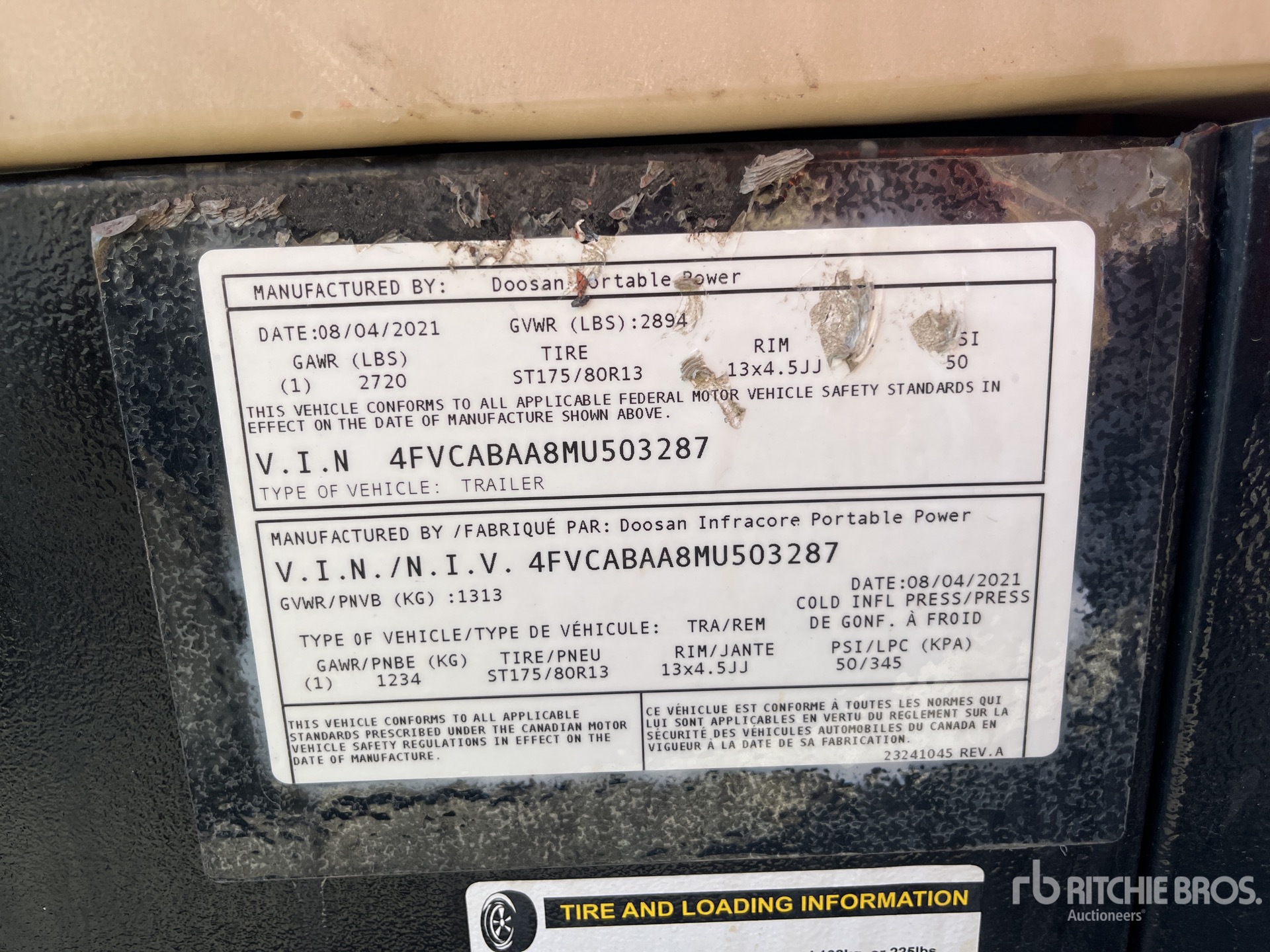 General Appearance with Serial Number / VIN