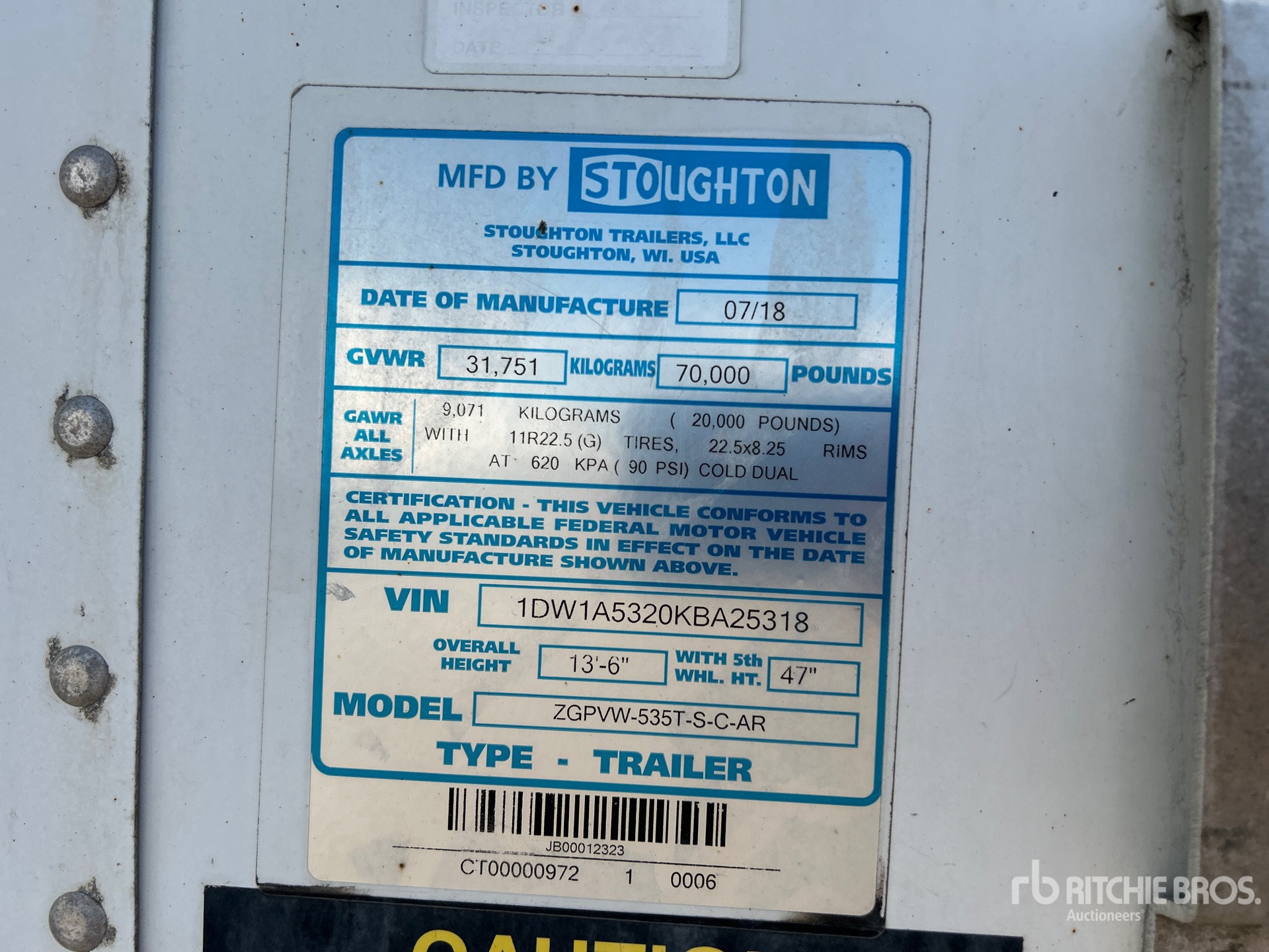 General Appearance with Serial Number / VIN