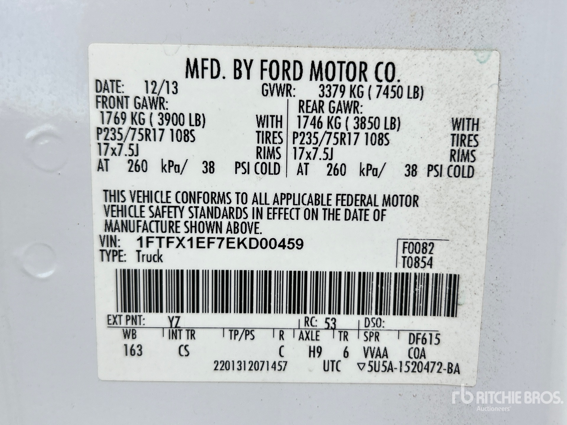 General Appearance with Serial Number / VIN