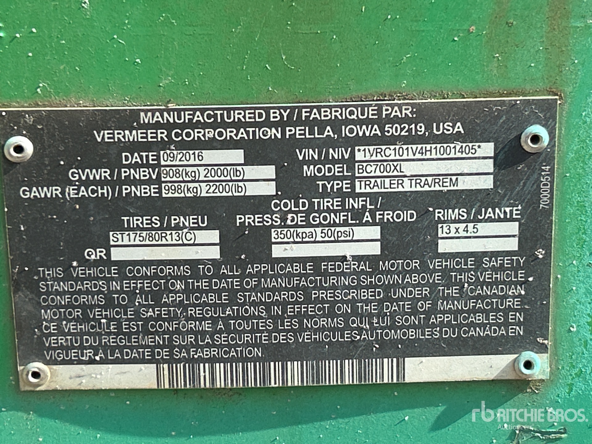 General Appearance with Serial Number / VIN
