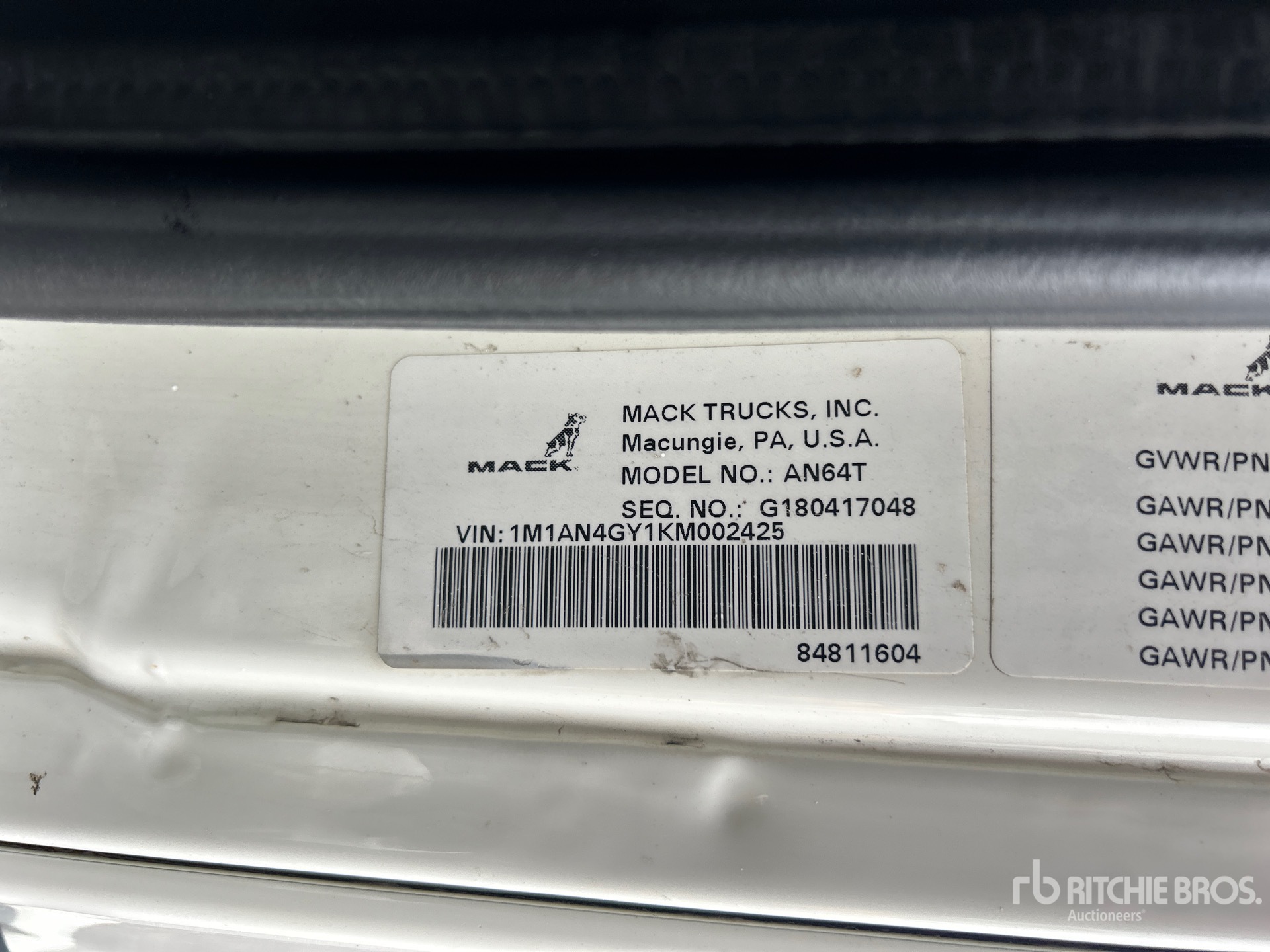 General Appearance with Serial Number / VIN
