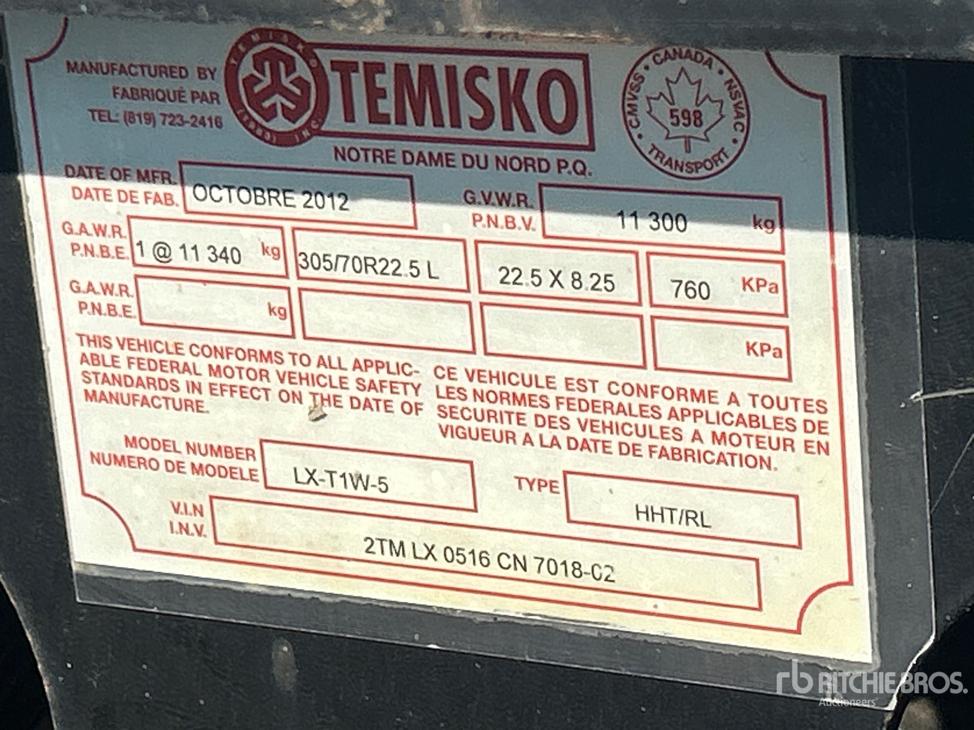 General Appearance with Serial Number / VIN