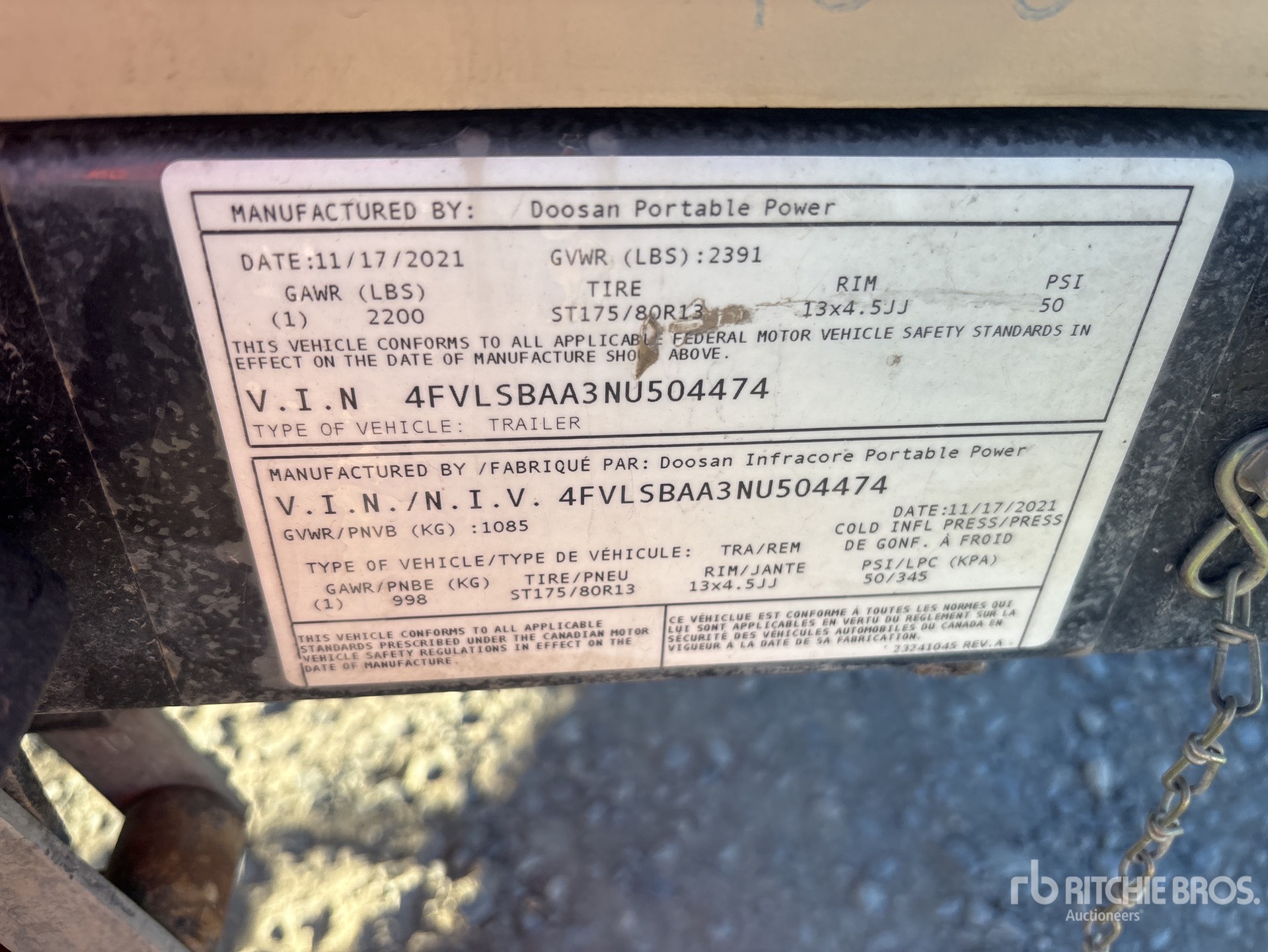 General Appearance with Serial Number / VIN