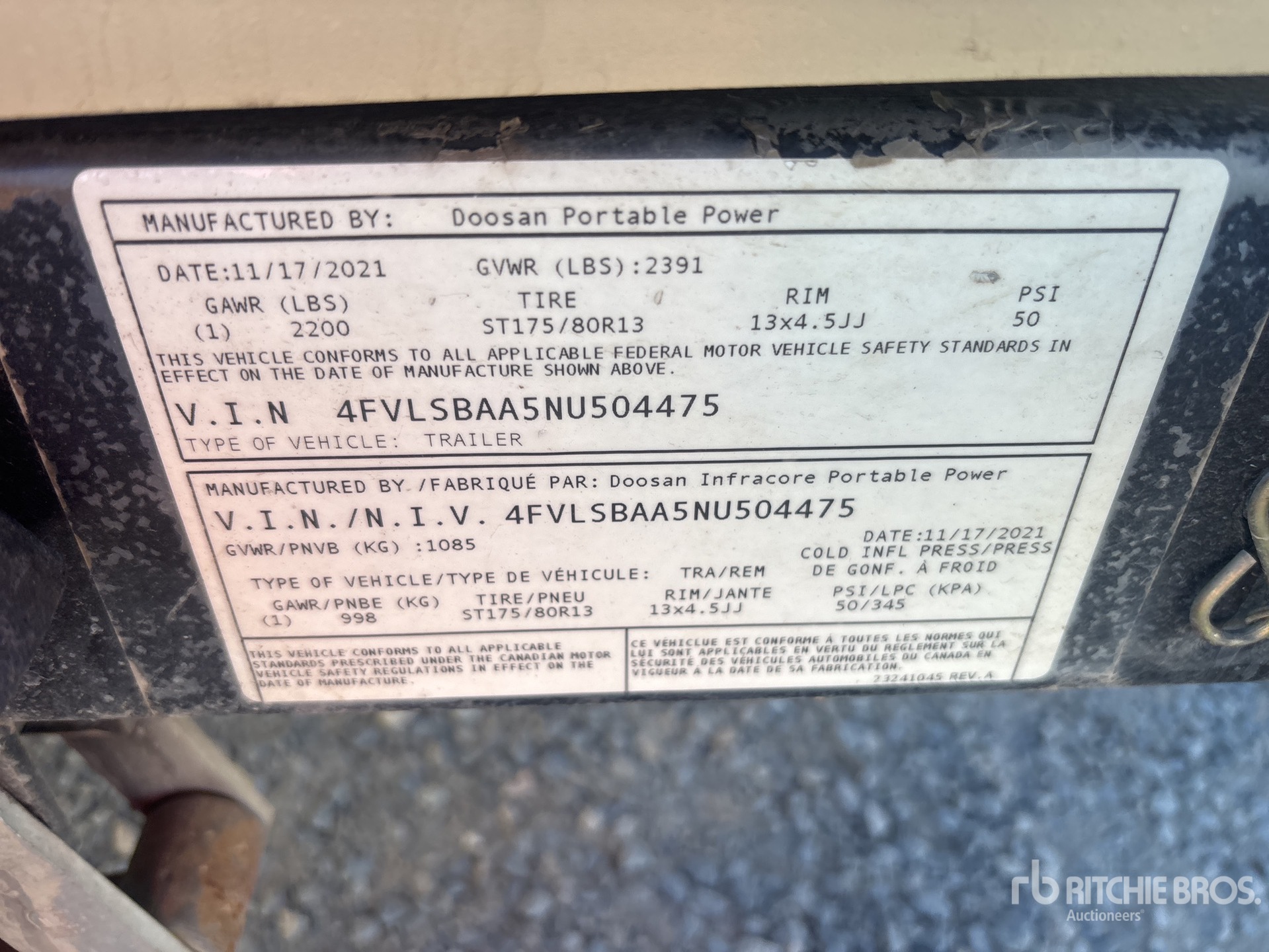 General Appearance with Serial Number / VIN