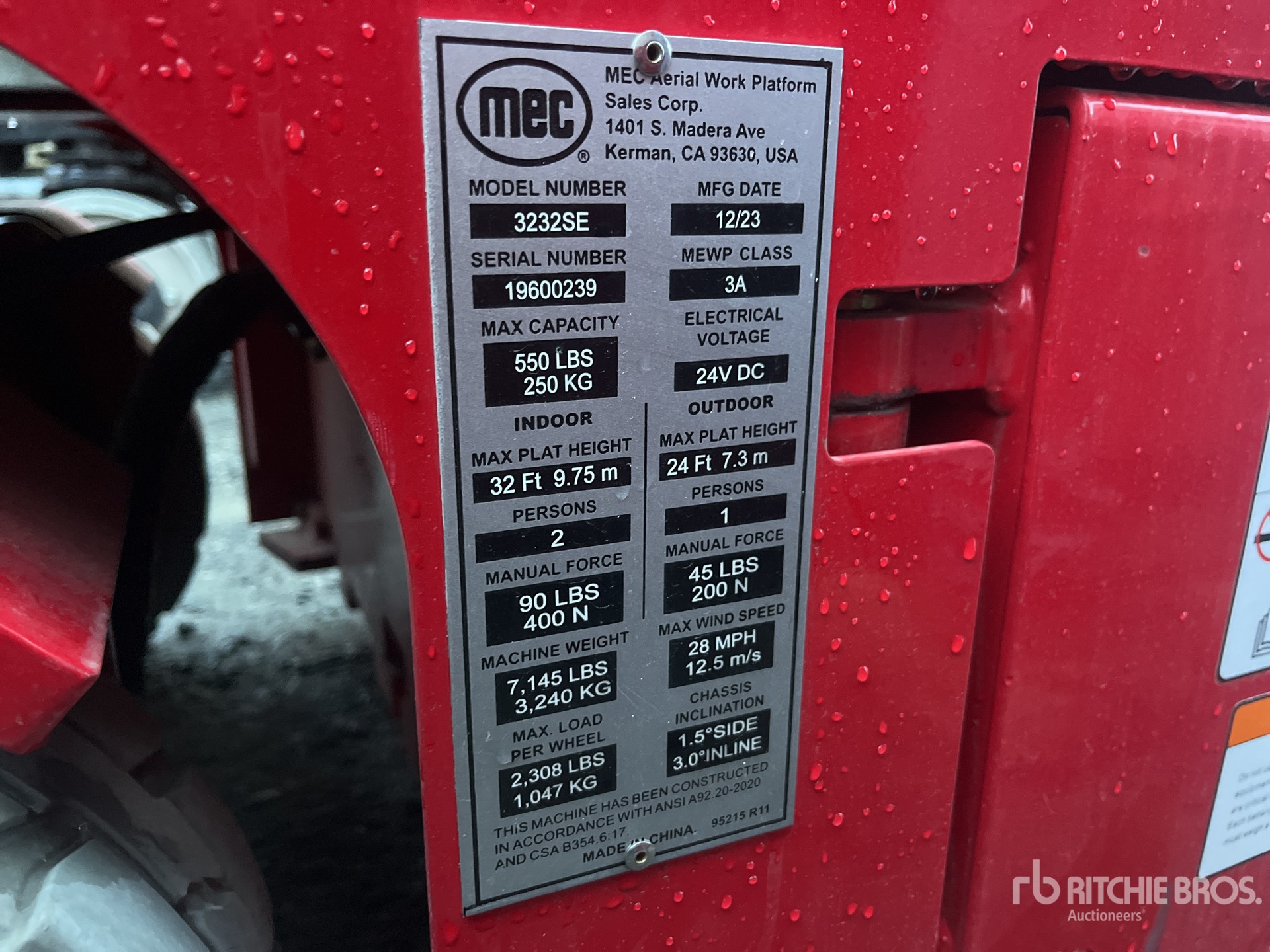 General Appearance with Serial Number / VIN