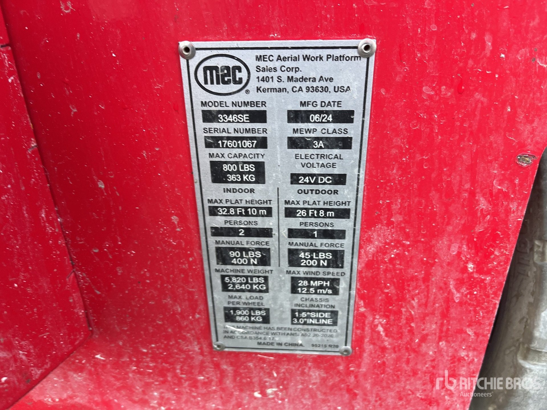 General Appearance with Serial Number / VIN