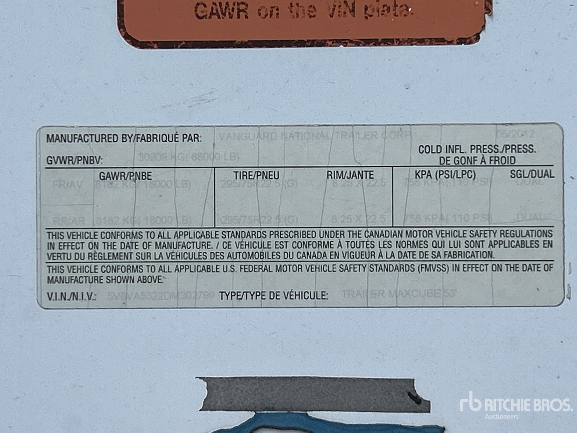 General Appearance with Serial Number / VIN