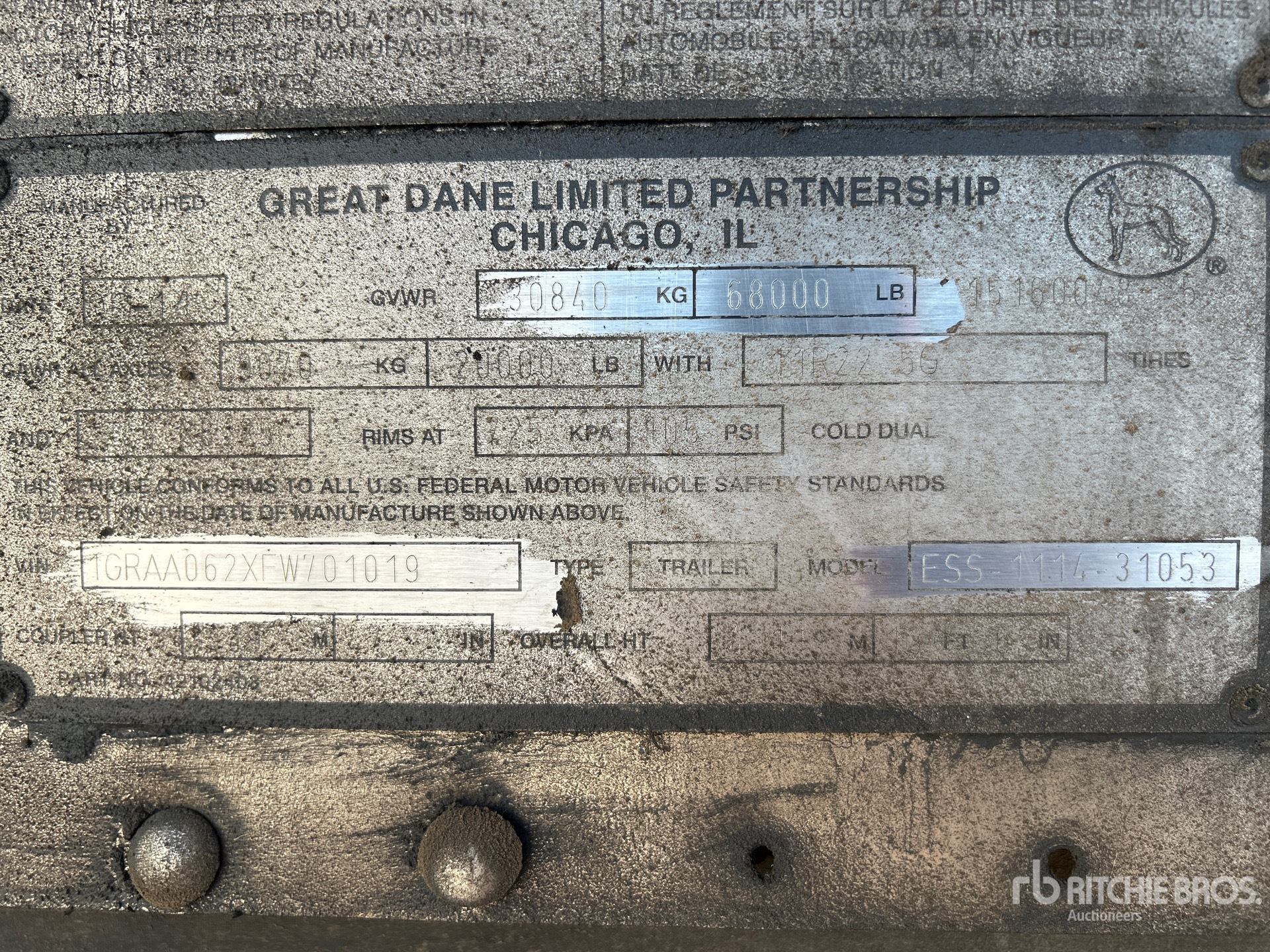 General Appearance with Serial Number / VIN
