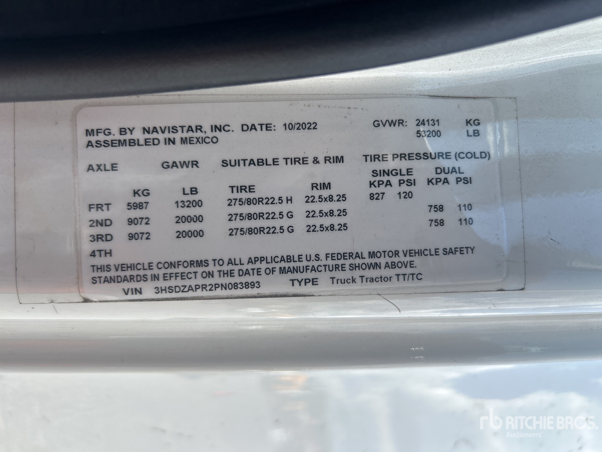 General Appearance with Serial Number / VIN