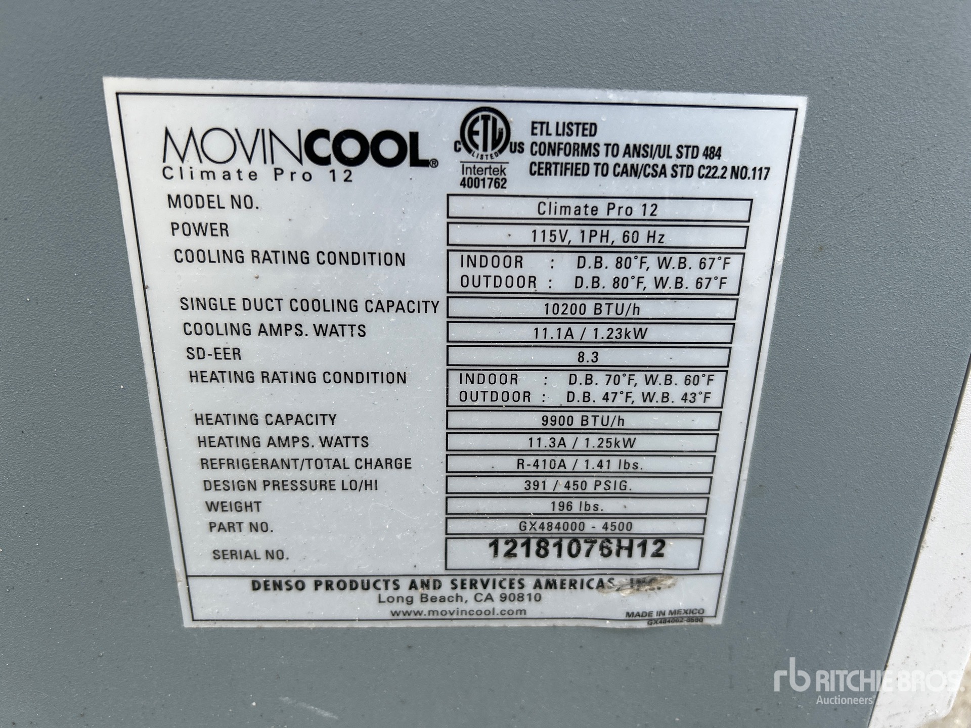 General Appearance with Serial Number / VIN