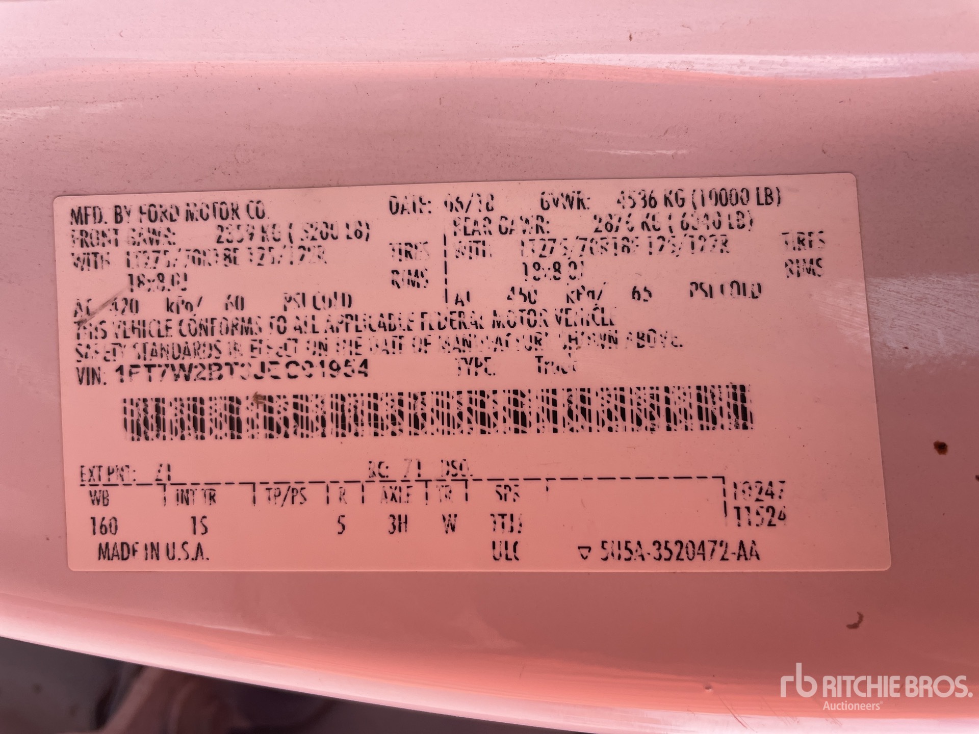 General Appearance with Serial Number / VIN