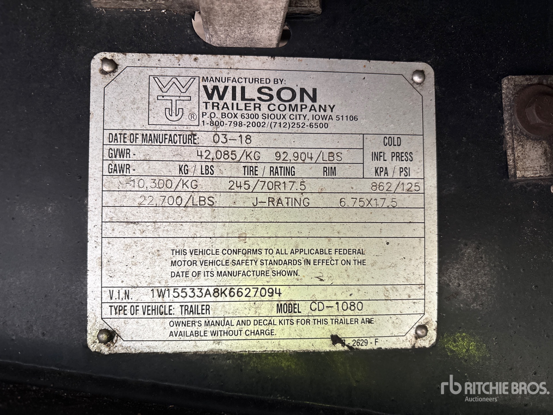 General Appearance with Serial Number / VIN
