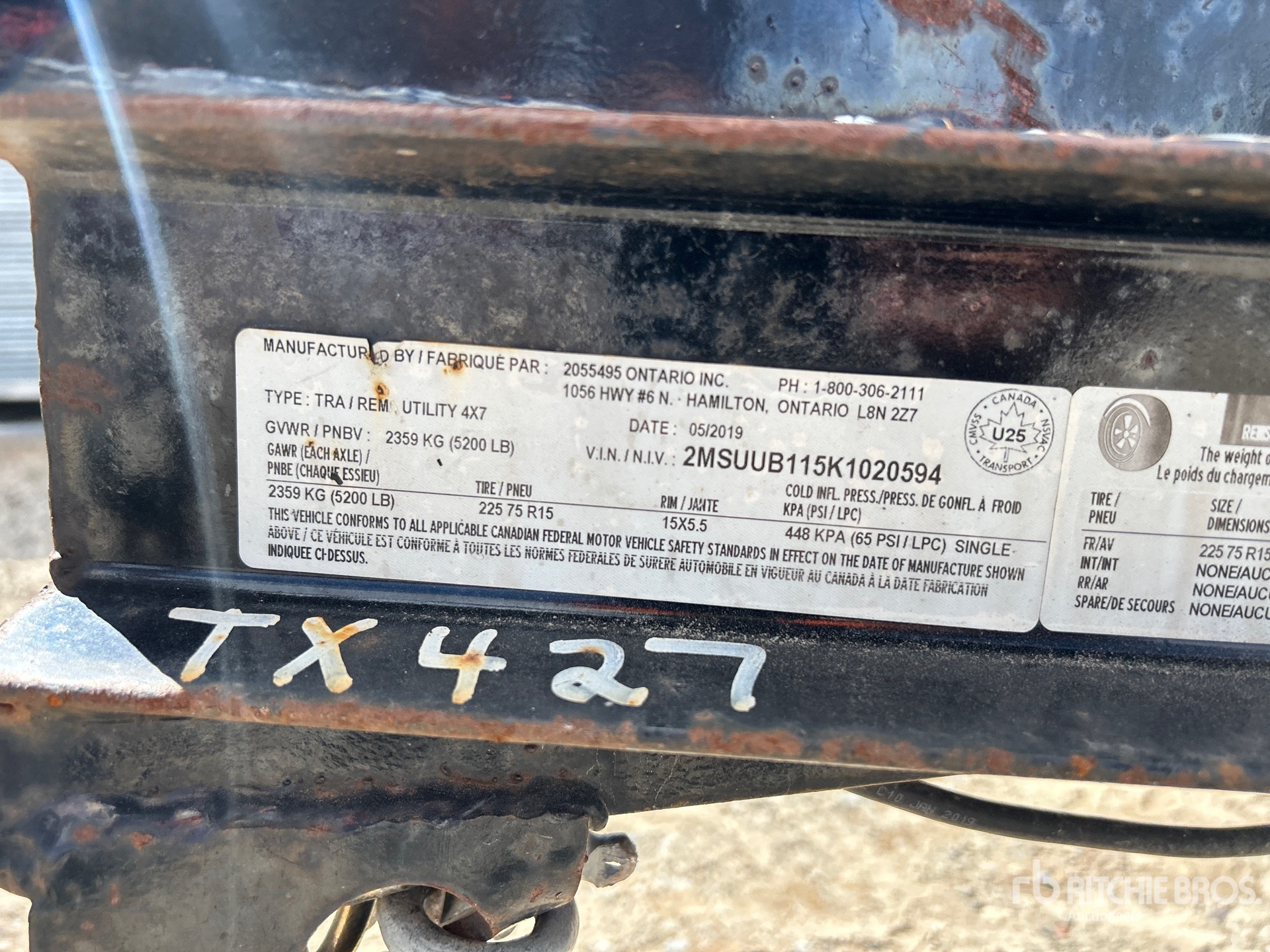 General Appearance with Serial Number / VIN