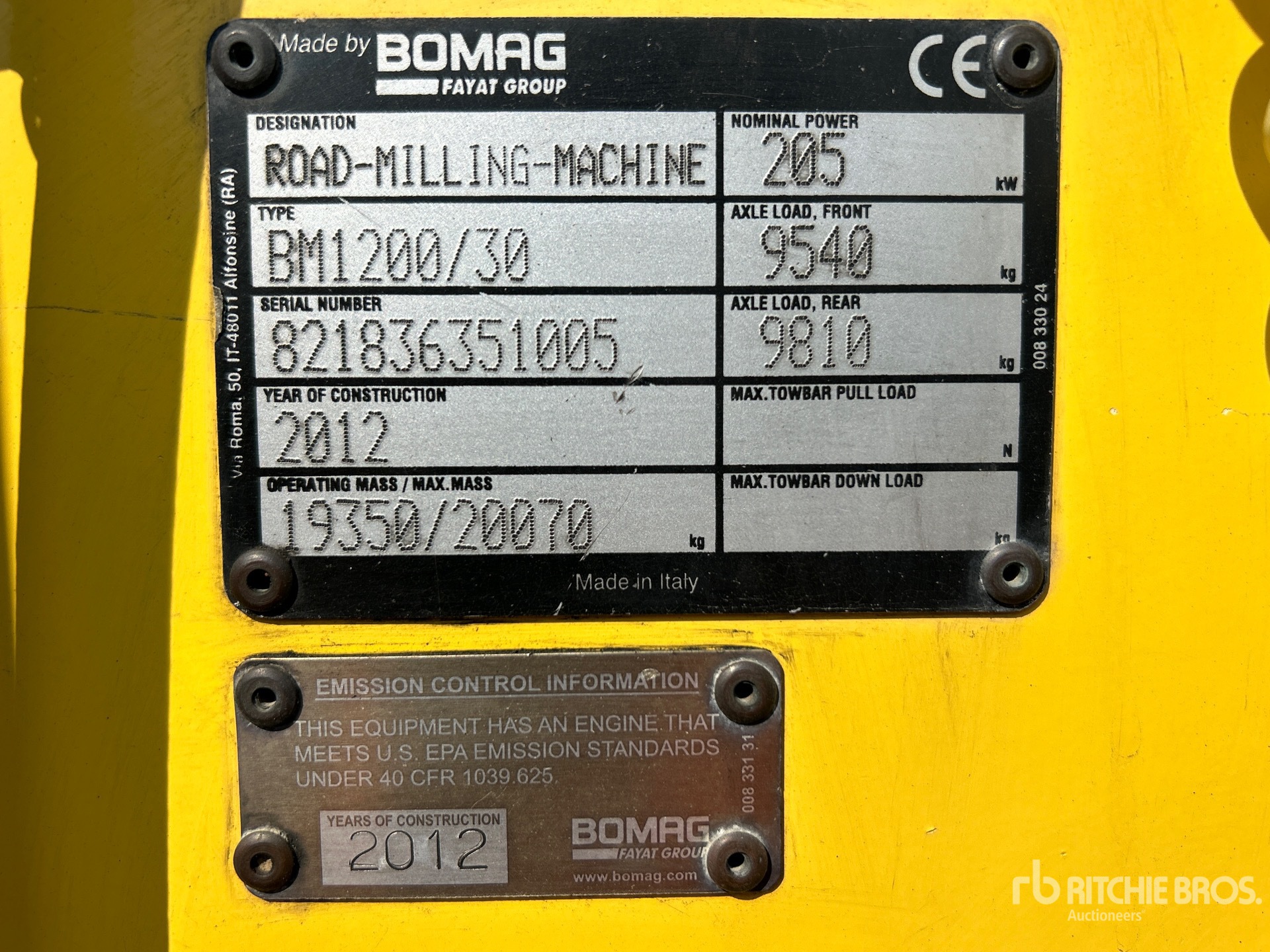 General Appearance with Serial Number / VIN