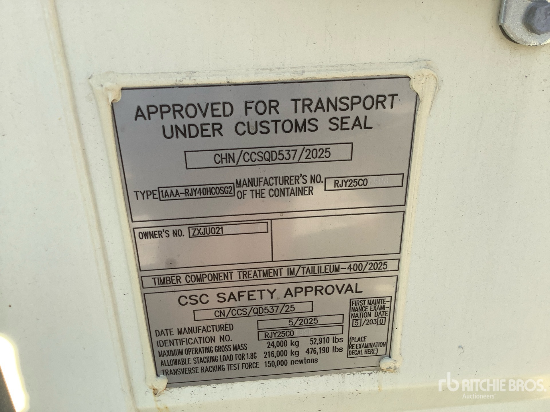 General Appearance with Serial Number / VIN