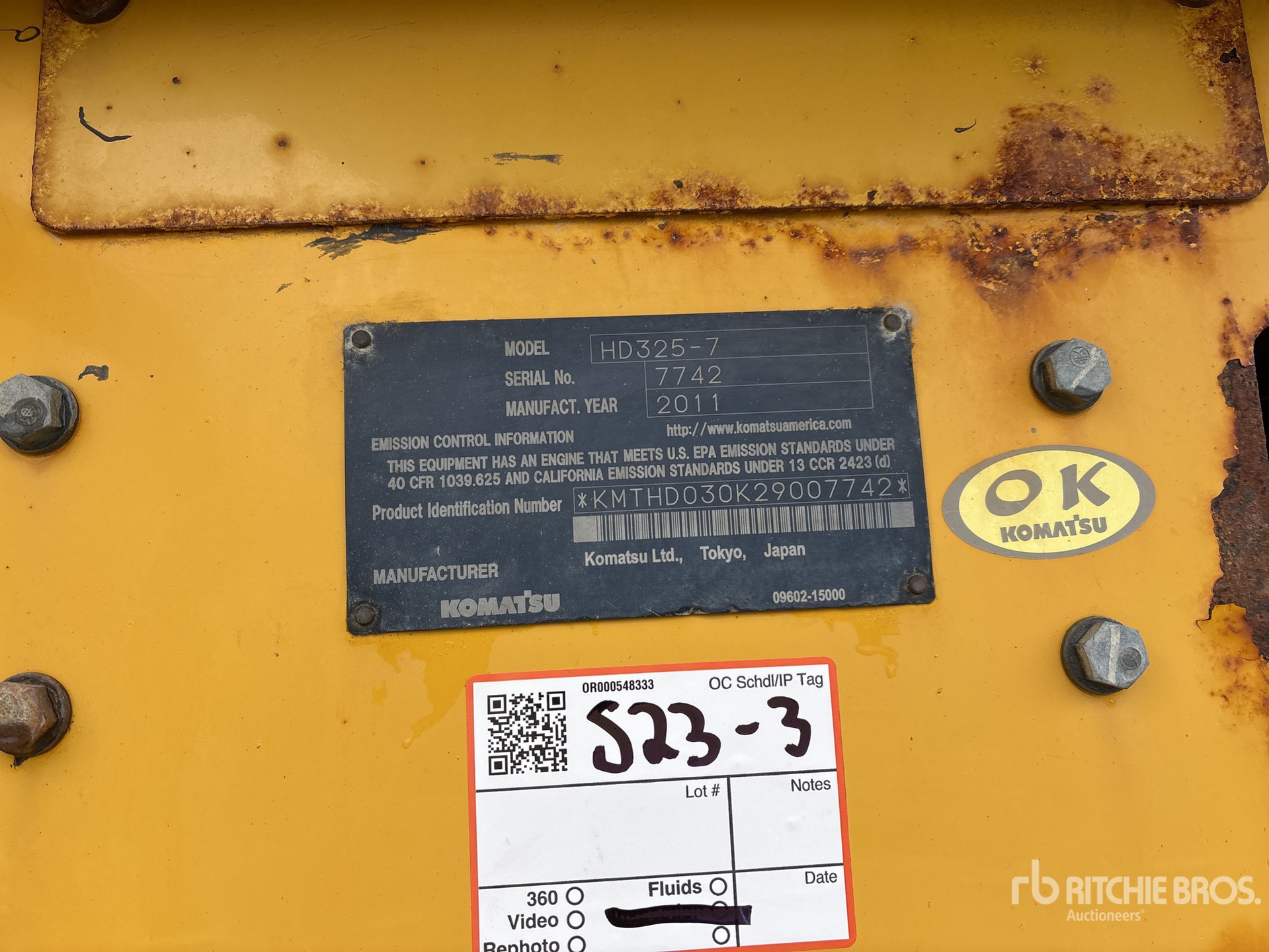General Appearance with Serial Number / VIN