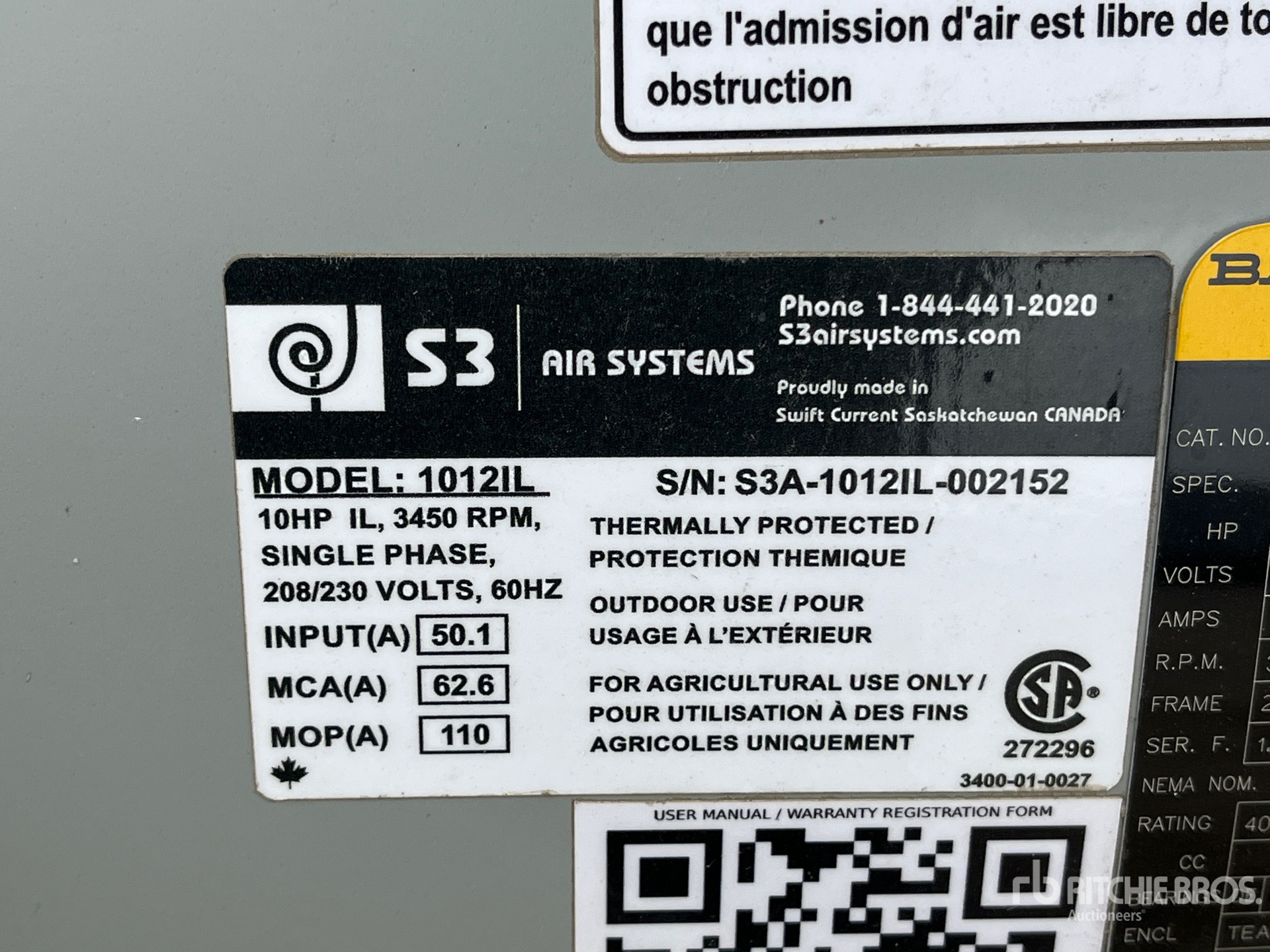 General Appearance with Serial Number / VIN