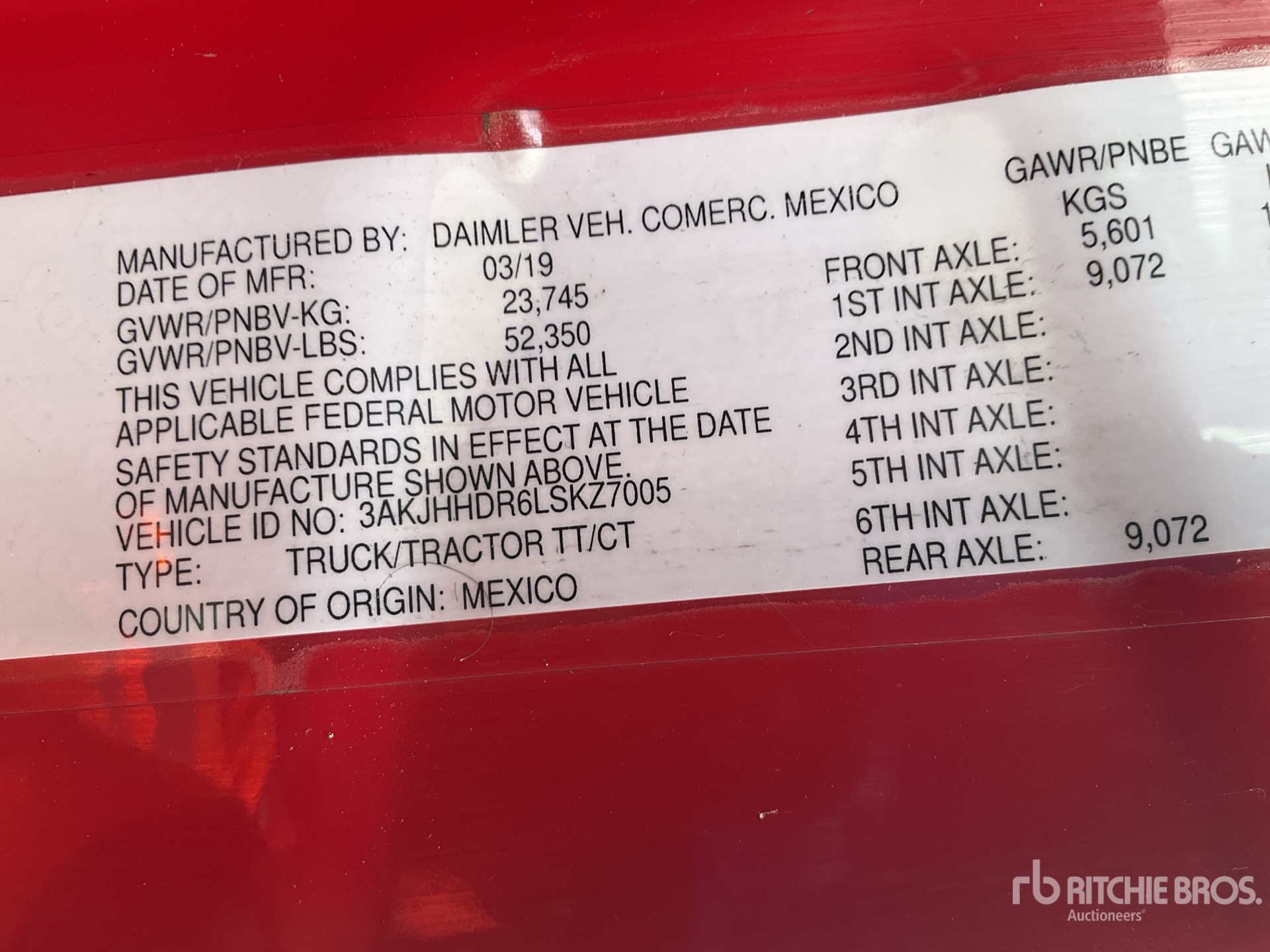 General Appearance with Serial Number / VIN