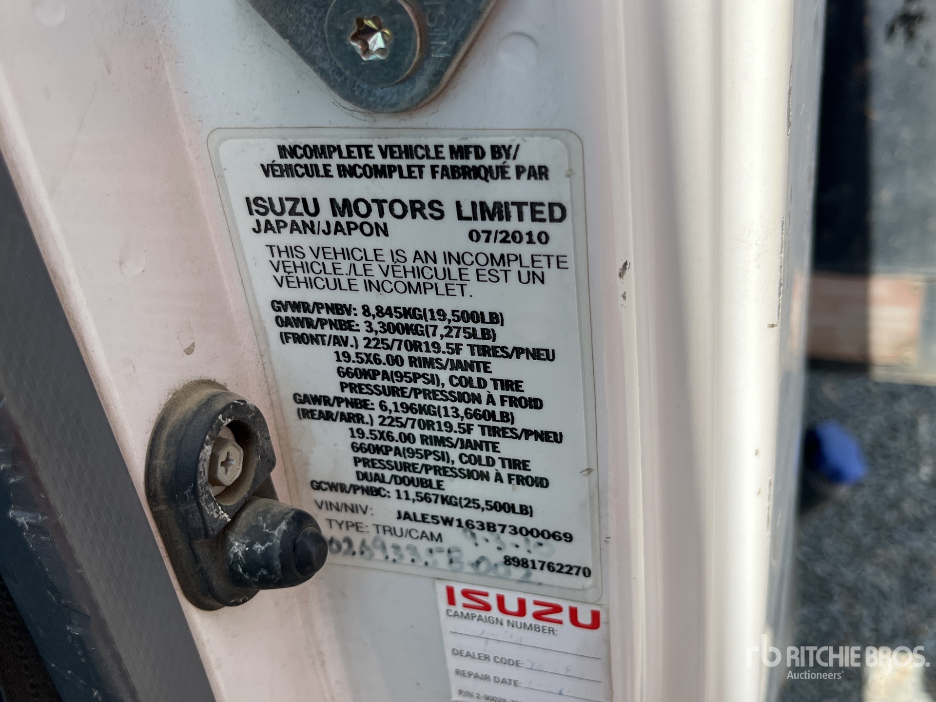 General Appearance with Serial Number / VIN