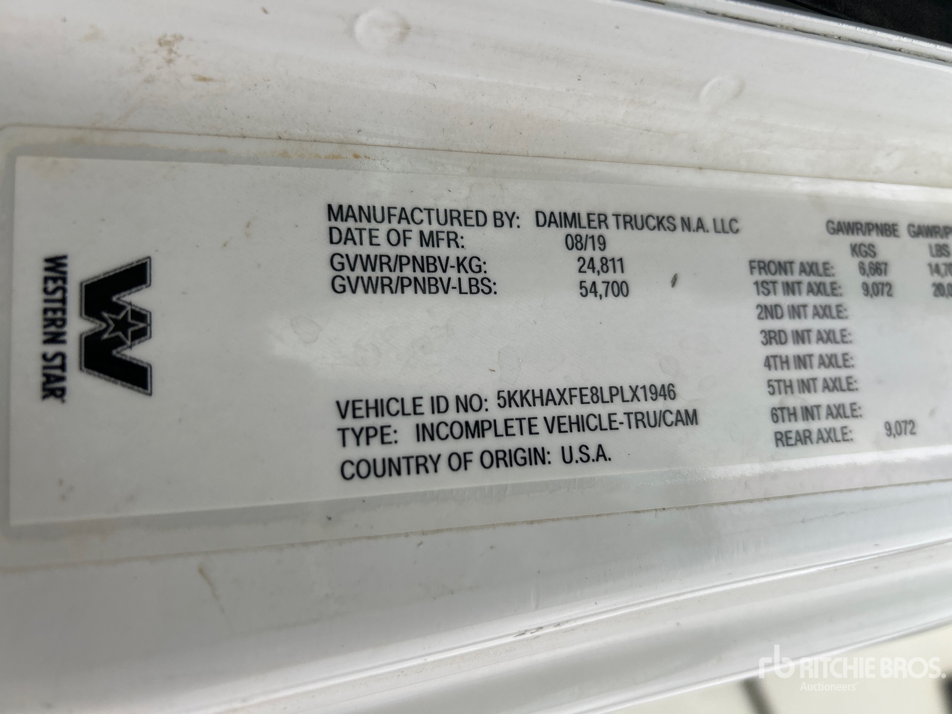 General Appearance with Serial Number / VIN