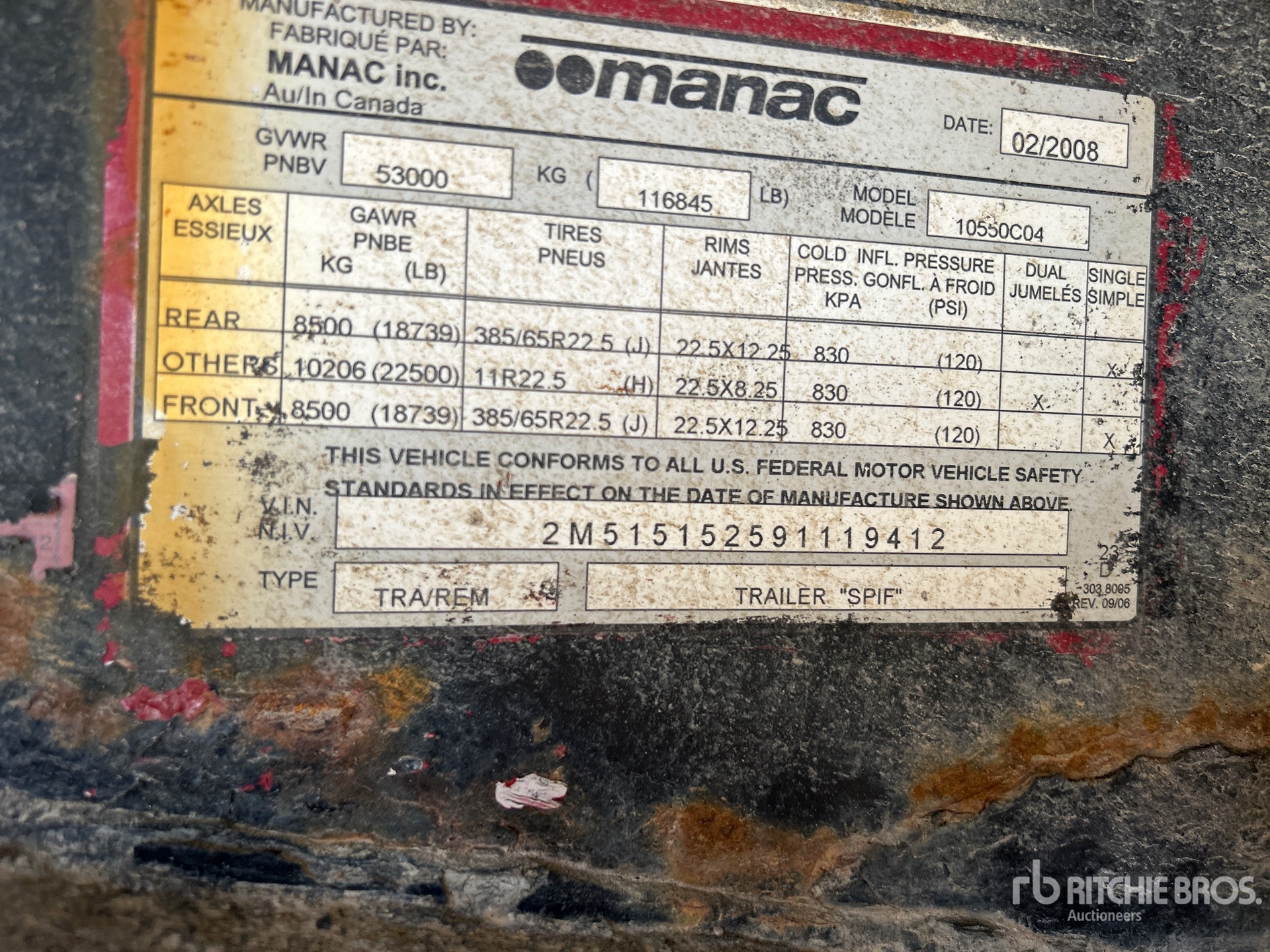 General Appearance with Serial Number / VIN