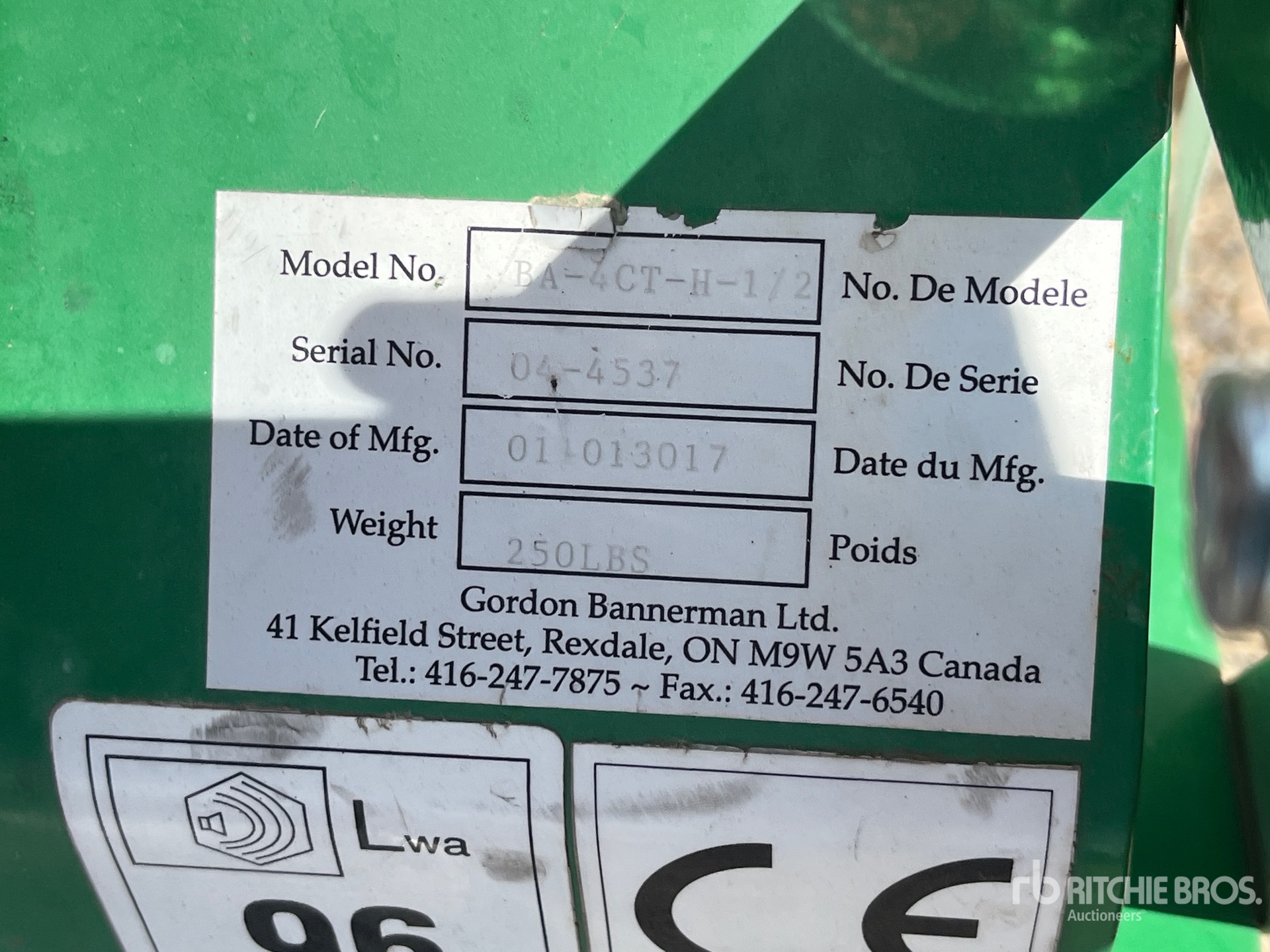General Appearance with Serial Number / VIN