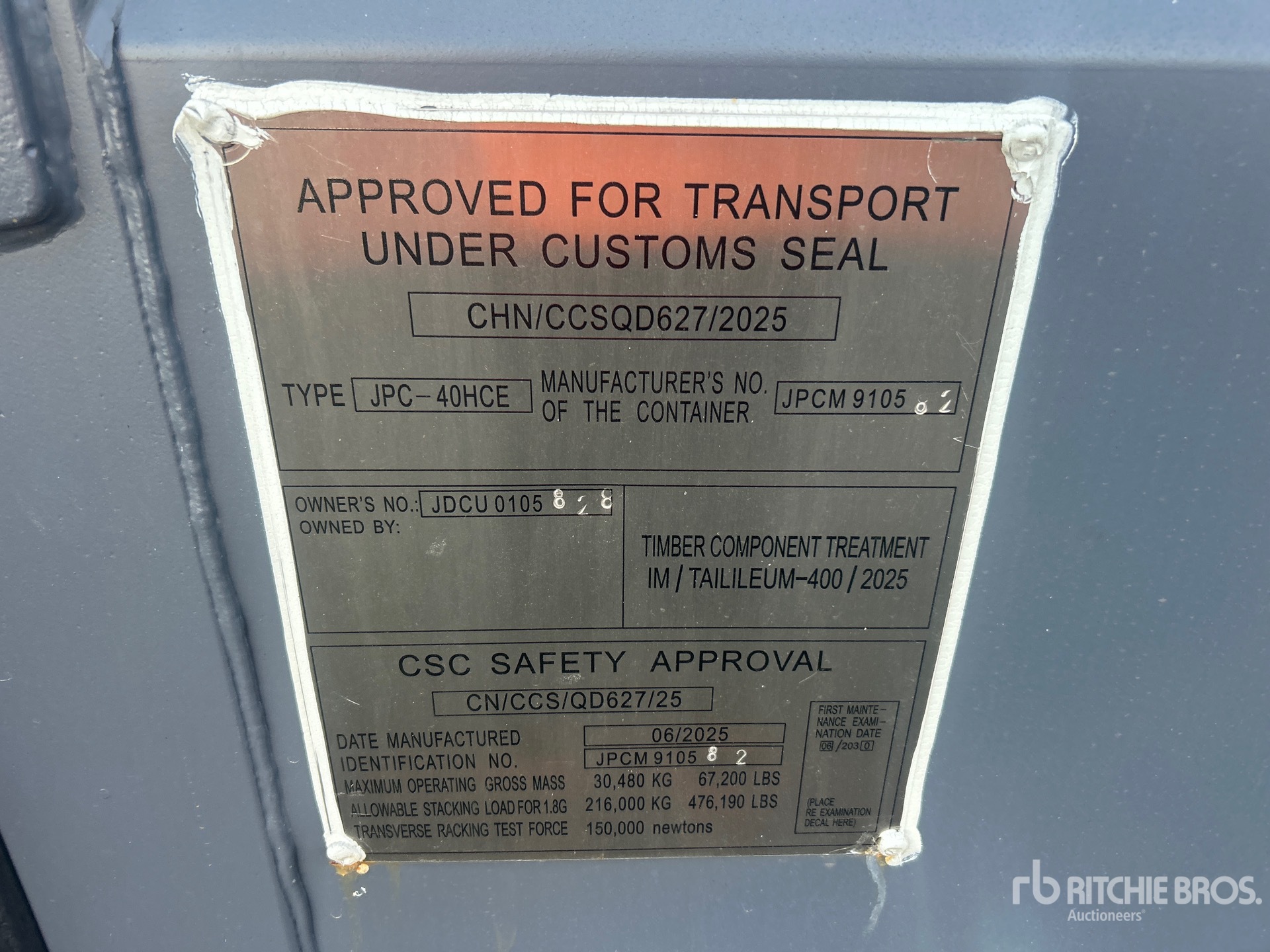 General Appearance with Serial Number / VIN
